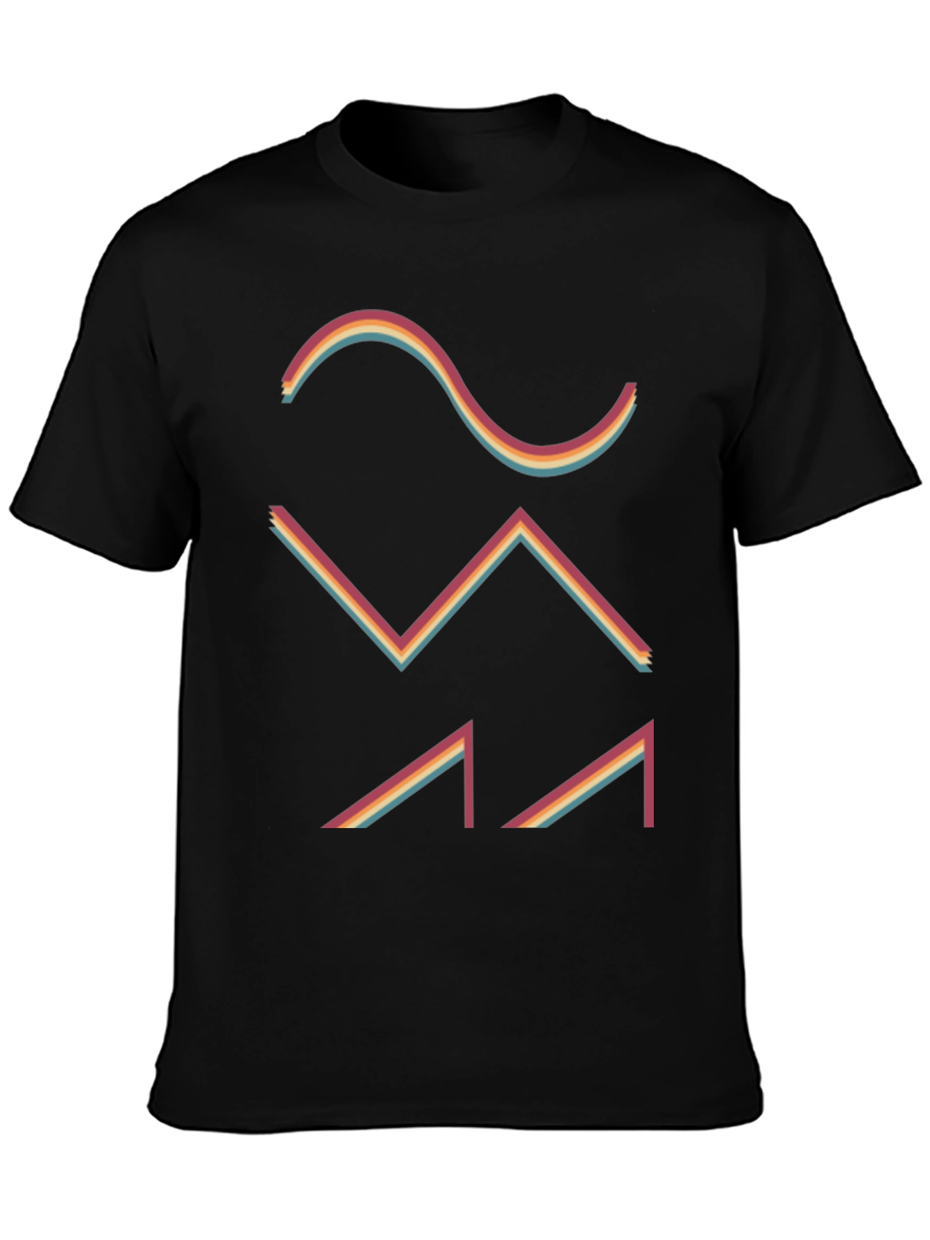 Black Retro Waveform Graphic Tee - Black view 3