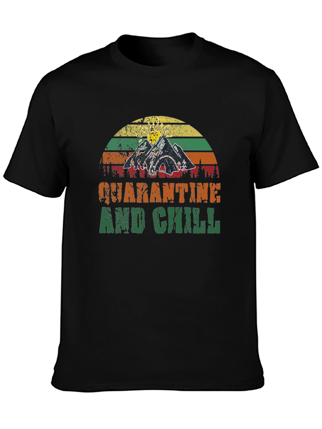 Black Quarantine & Chill Camping Graphic Tee - Black view 3