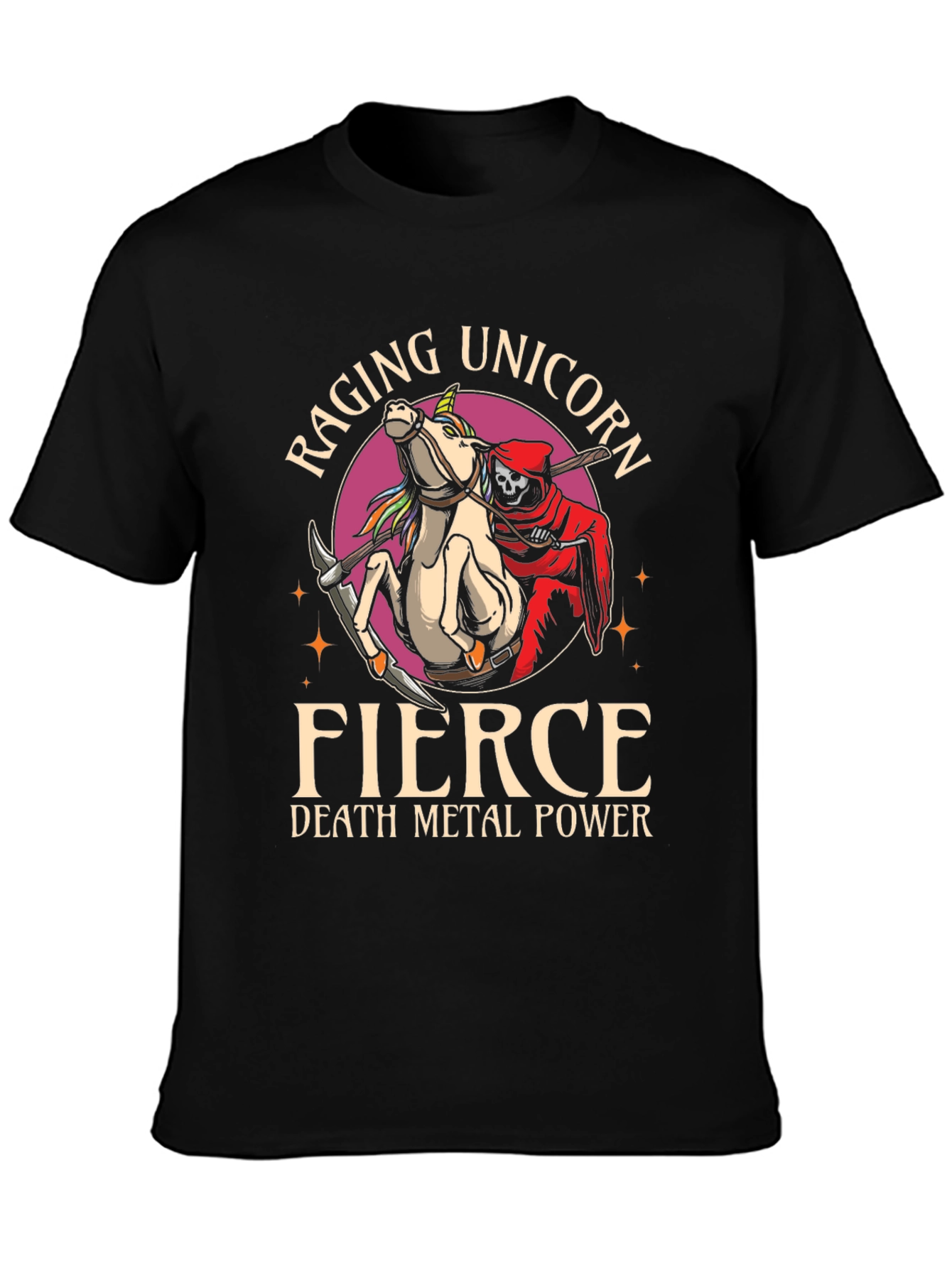 Black Raging Unicorn Death Metal T-Shirt view 3