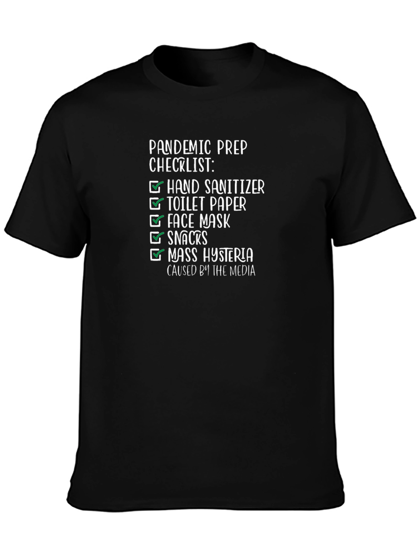 Black Pandemic Prep Checklist Funny T-Shirt view 3