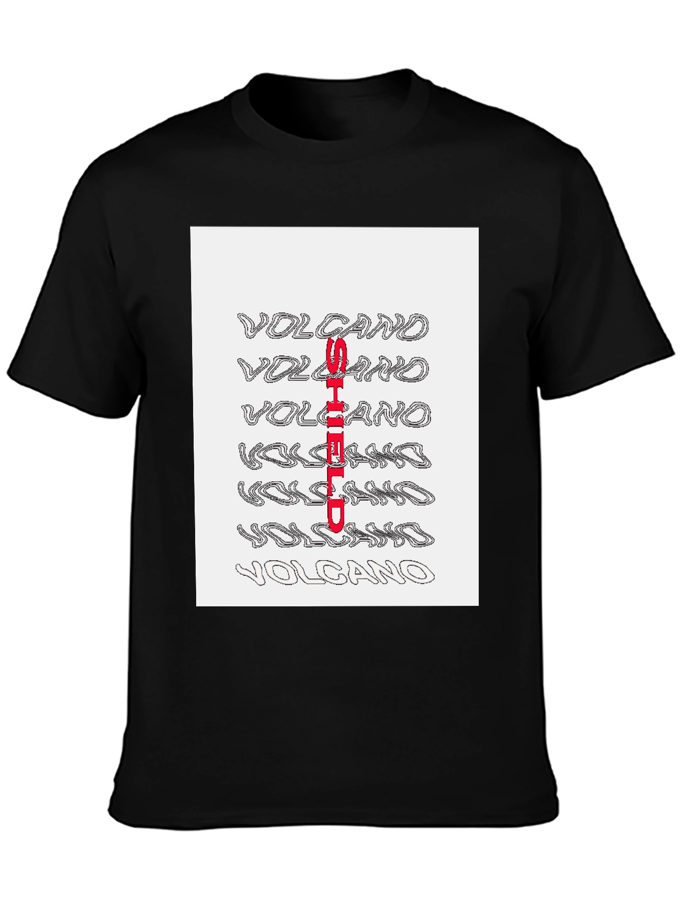 Black Volcano Shield Graphic Print T-Shirt view 3