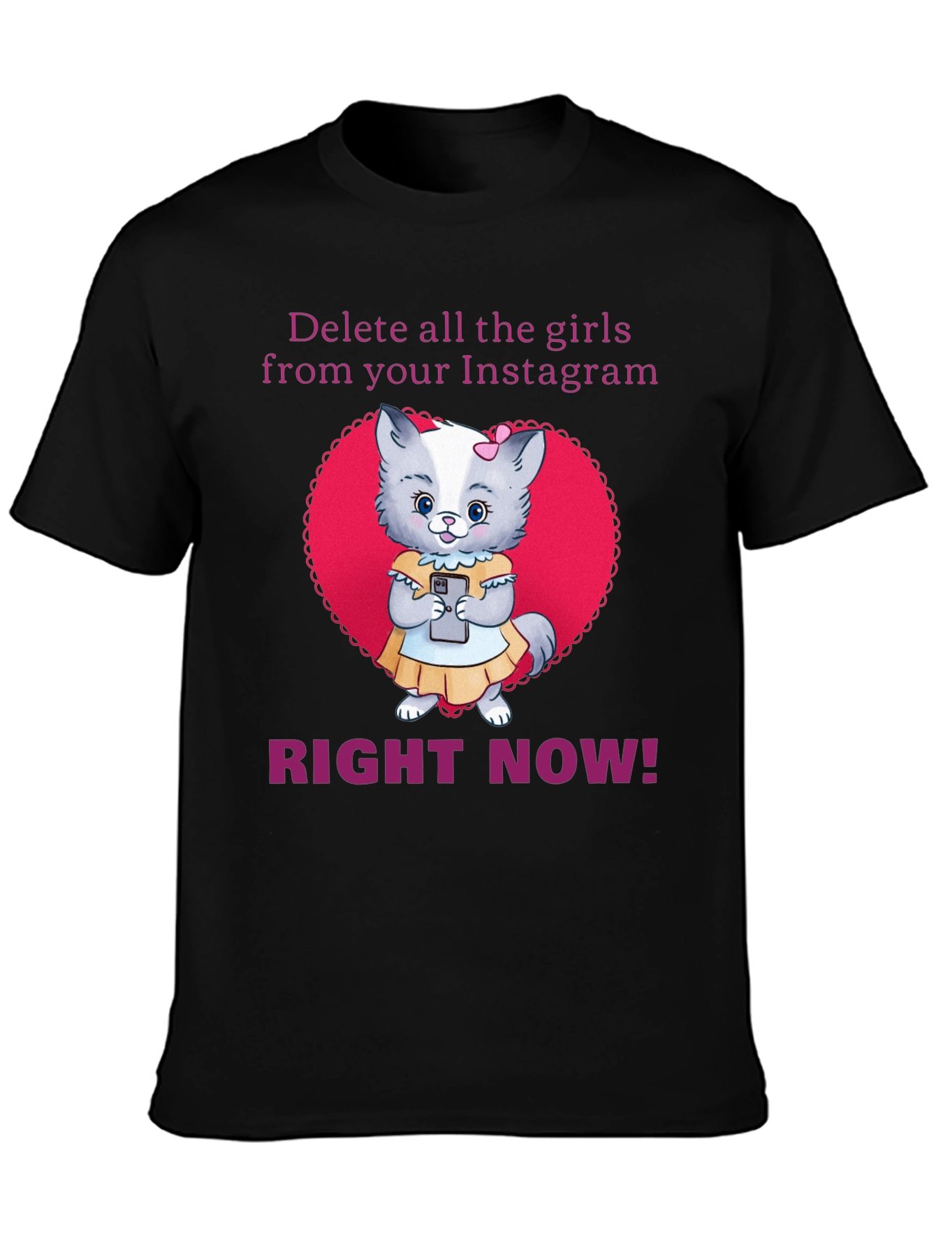Black Funny Delete Girls Instagram T-Shirt view 3