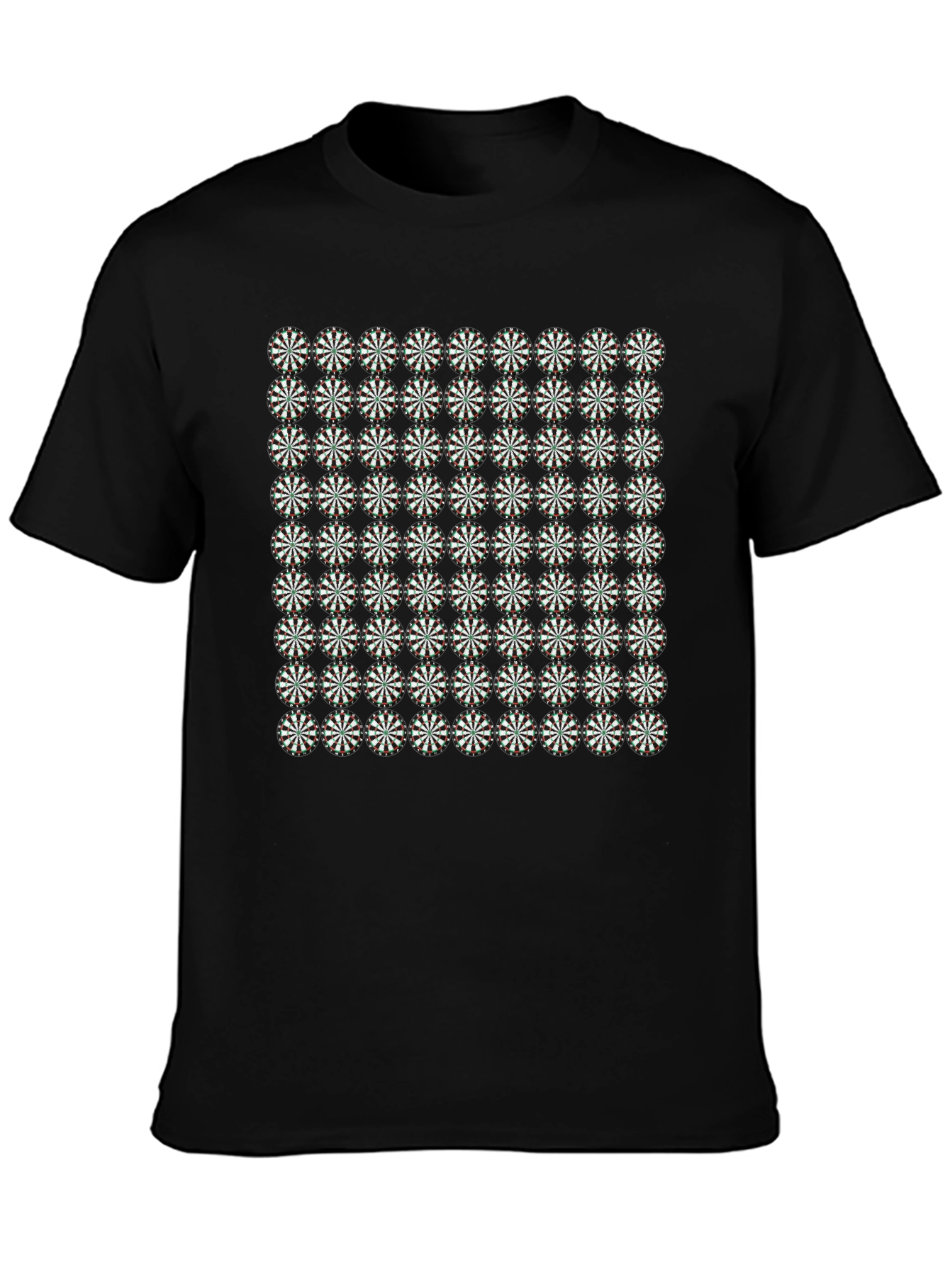 Black Geometric Floral Pattern Black T-Shirt view 3