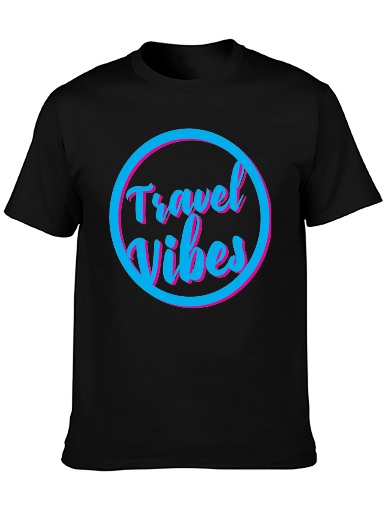 Black Travel Vibes Graphic Tee - Black Cotton T-Shirt view 3