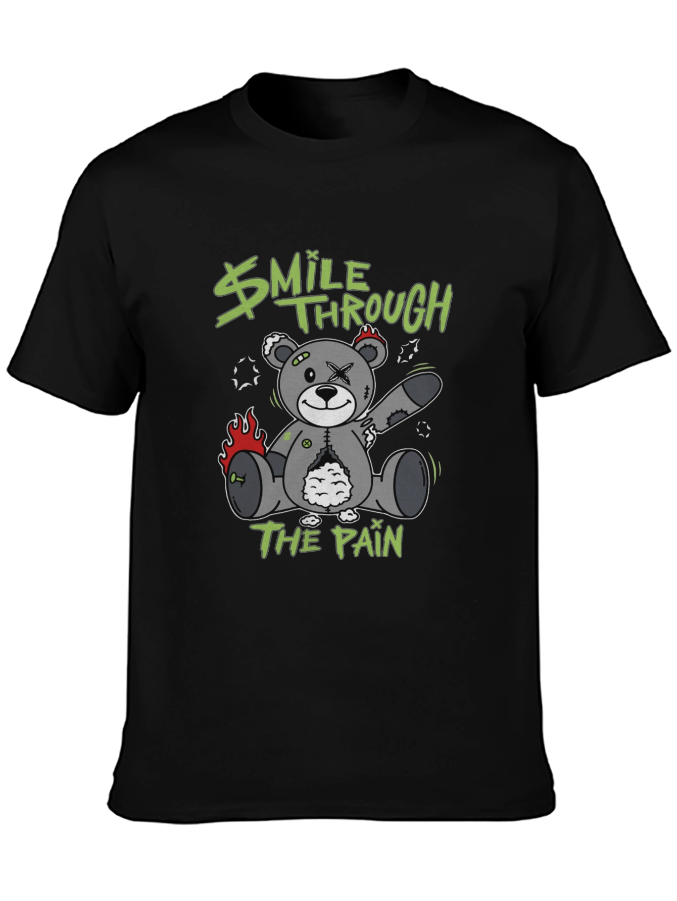 Black Smile Through The Pain Graphic T-Shirt view 3