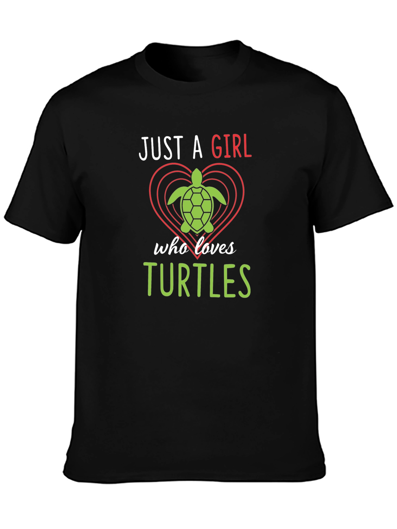Black Just a Girl Who Loves Turtles T-Shirt view 3