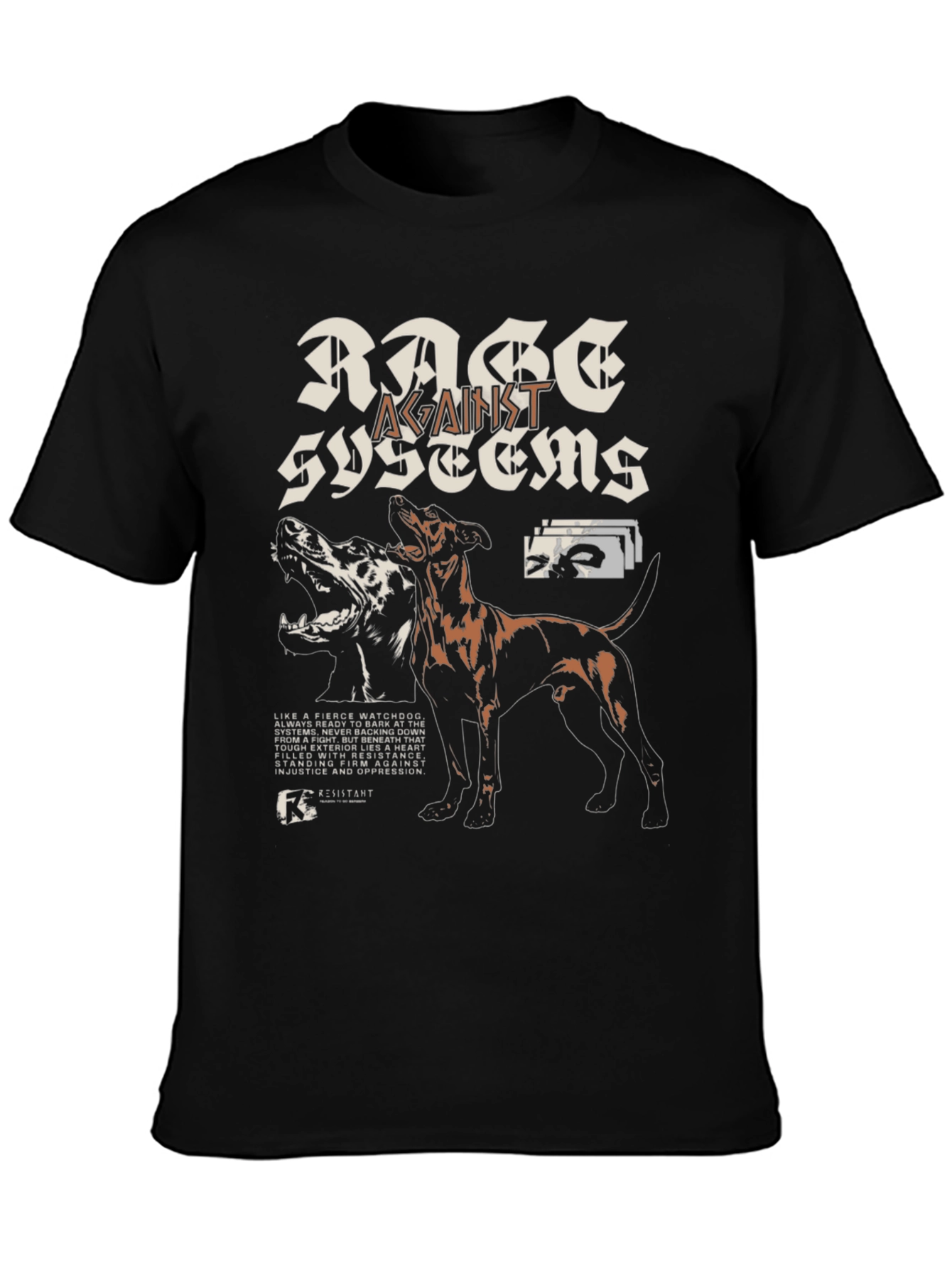 Black Rage Against Systems Graphic T-Shirt - Black view 3