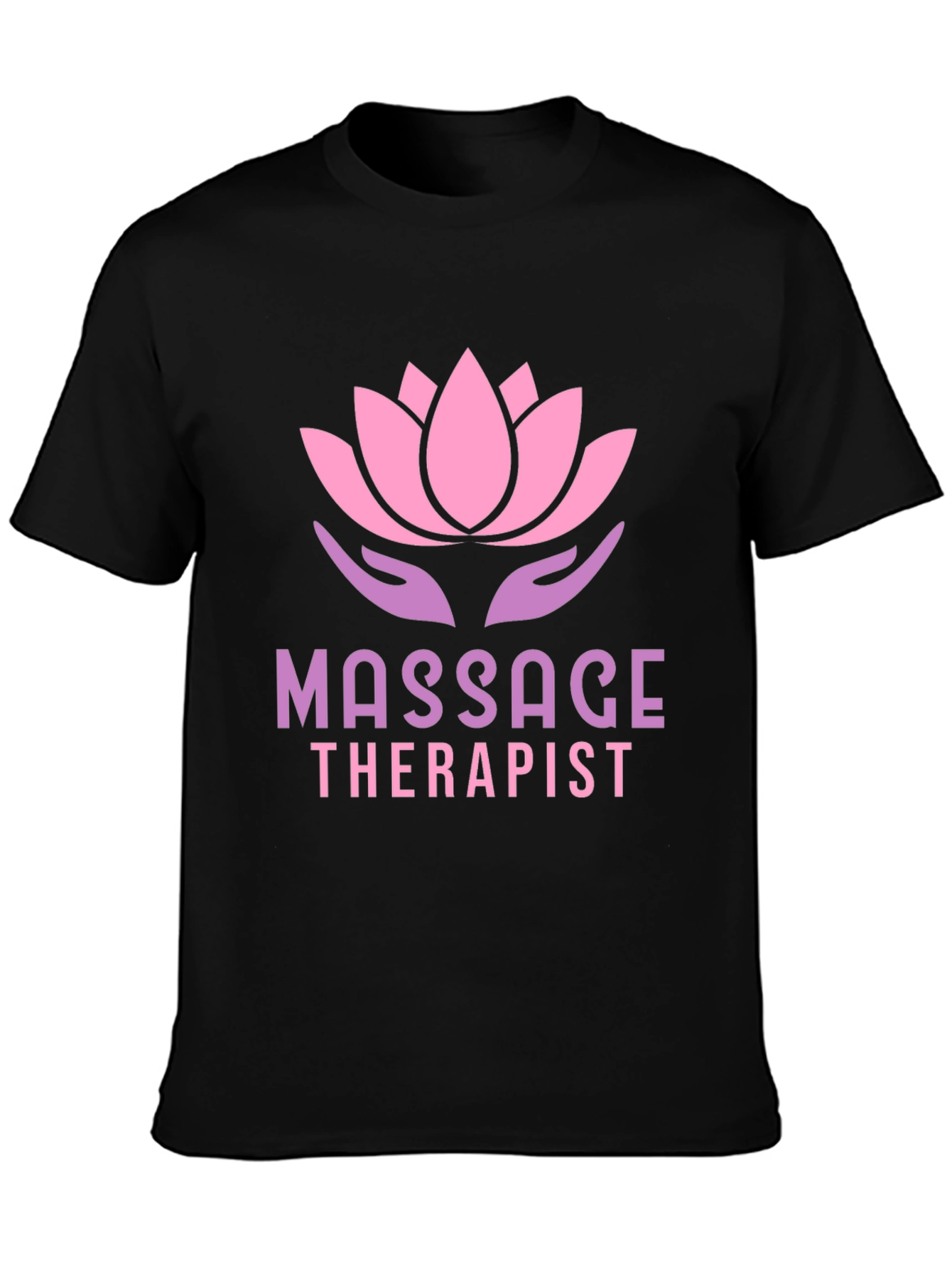 Black Massage Therapist Lotus Flower T-Shirt view 3