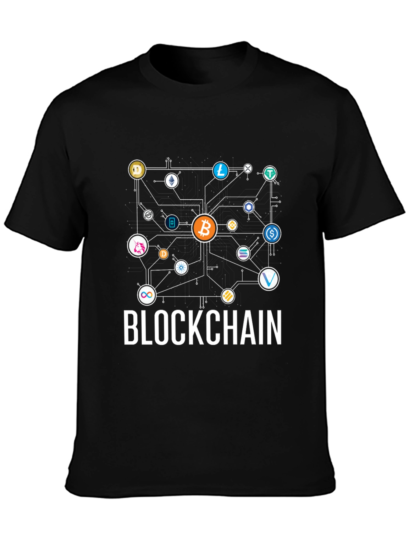 Black Blockchain Crypto T-Shirt - Bitcoin & Altcoins view 3