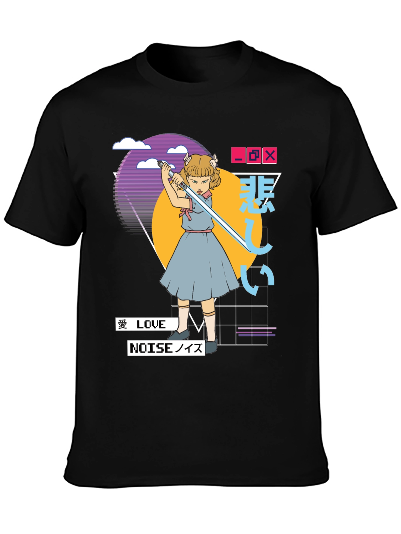Black Synthwave Aesthetic T-Shirt - Edgy Vaporwave Tee view 3