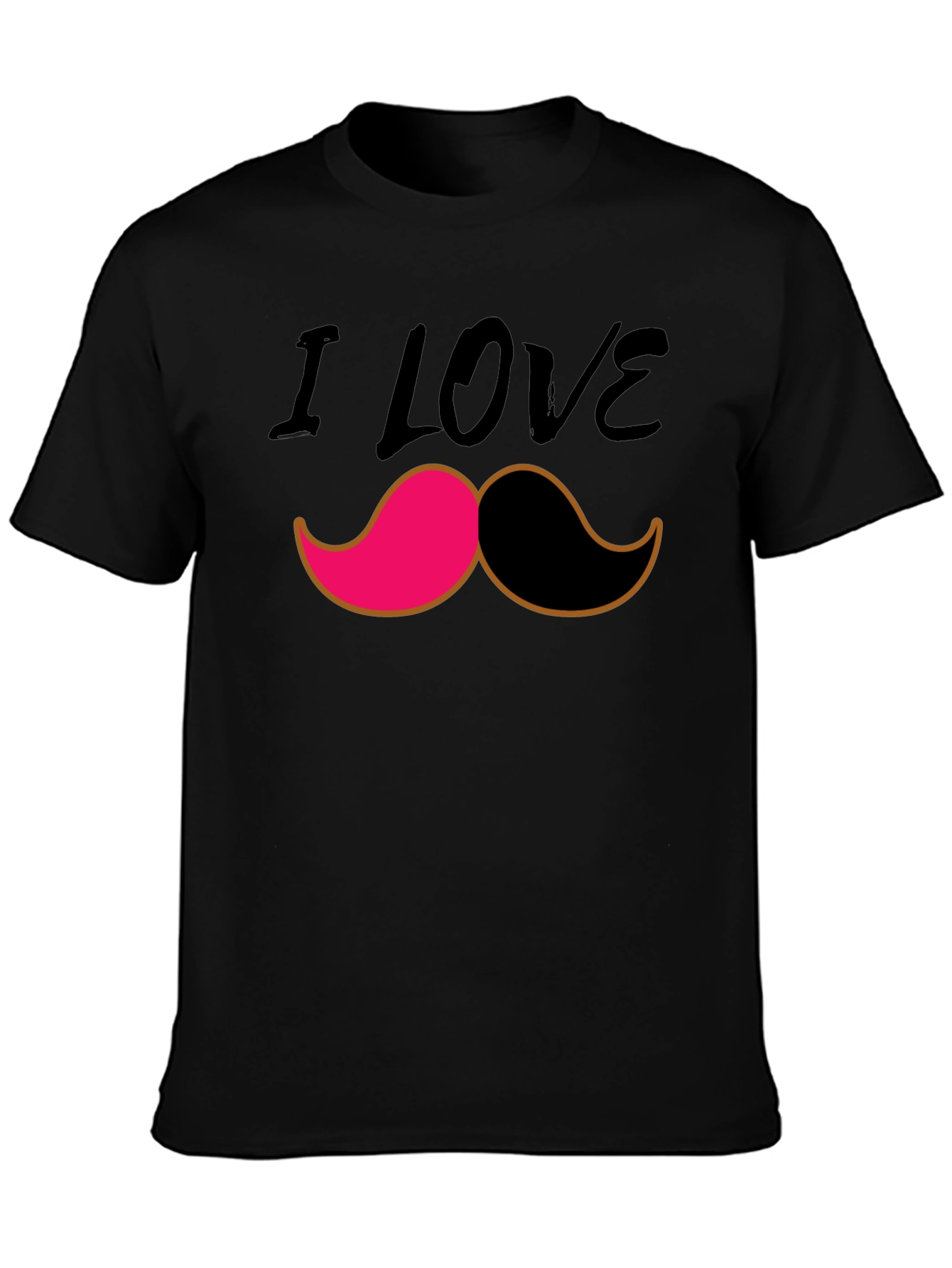 Black I Love Mustache Graphic Tee - Black view 3