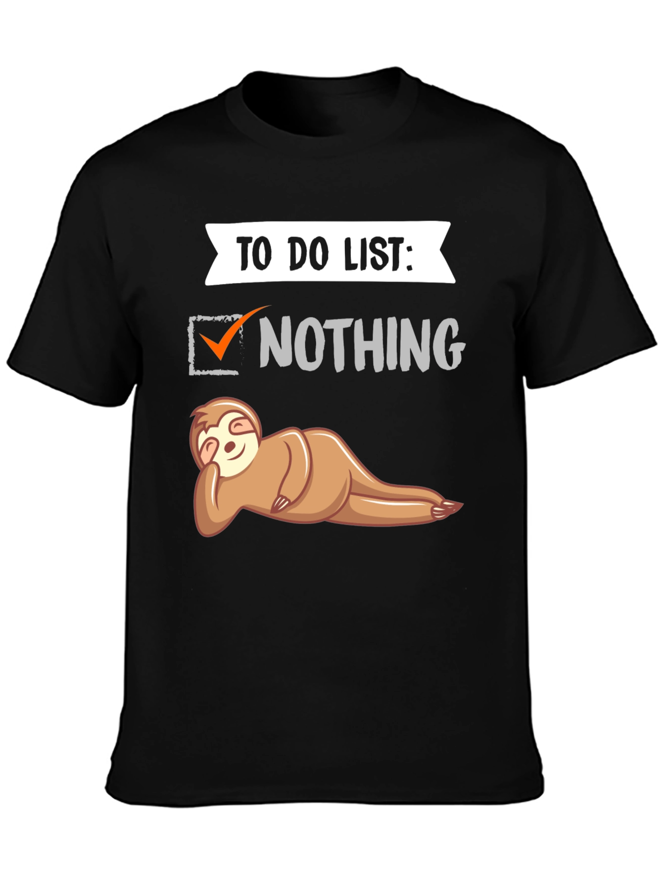 Black Lazy Sloth To-Do List T-Shirt - Funny Graphic Tee view 3