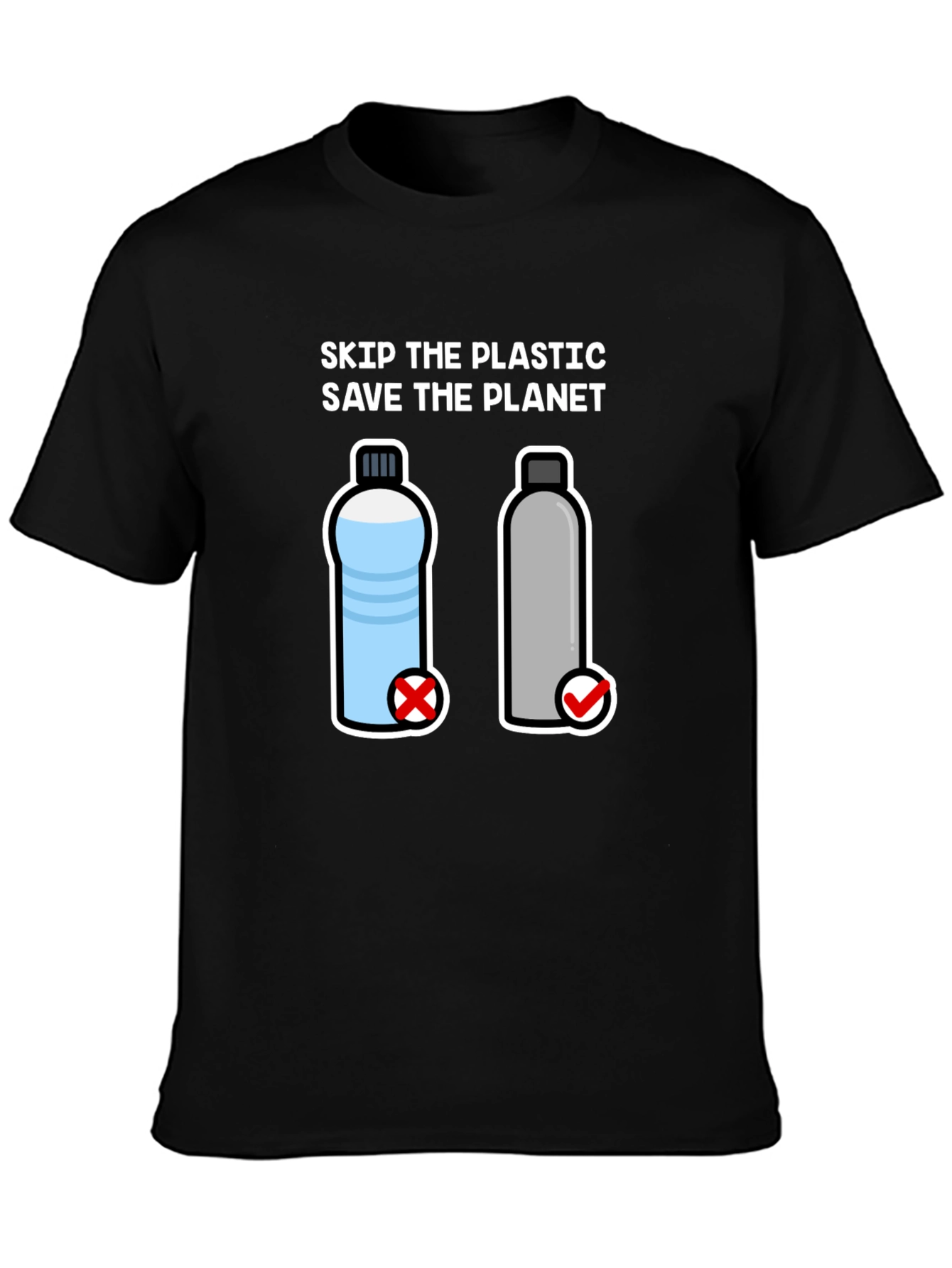 Black Skip the Plastic, Save the Planet T-Shirt view 3