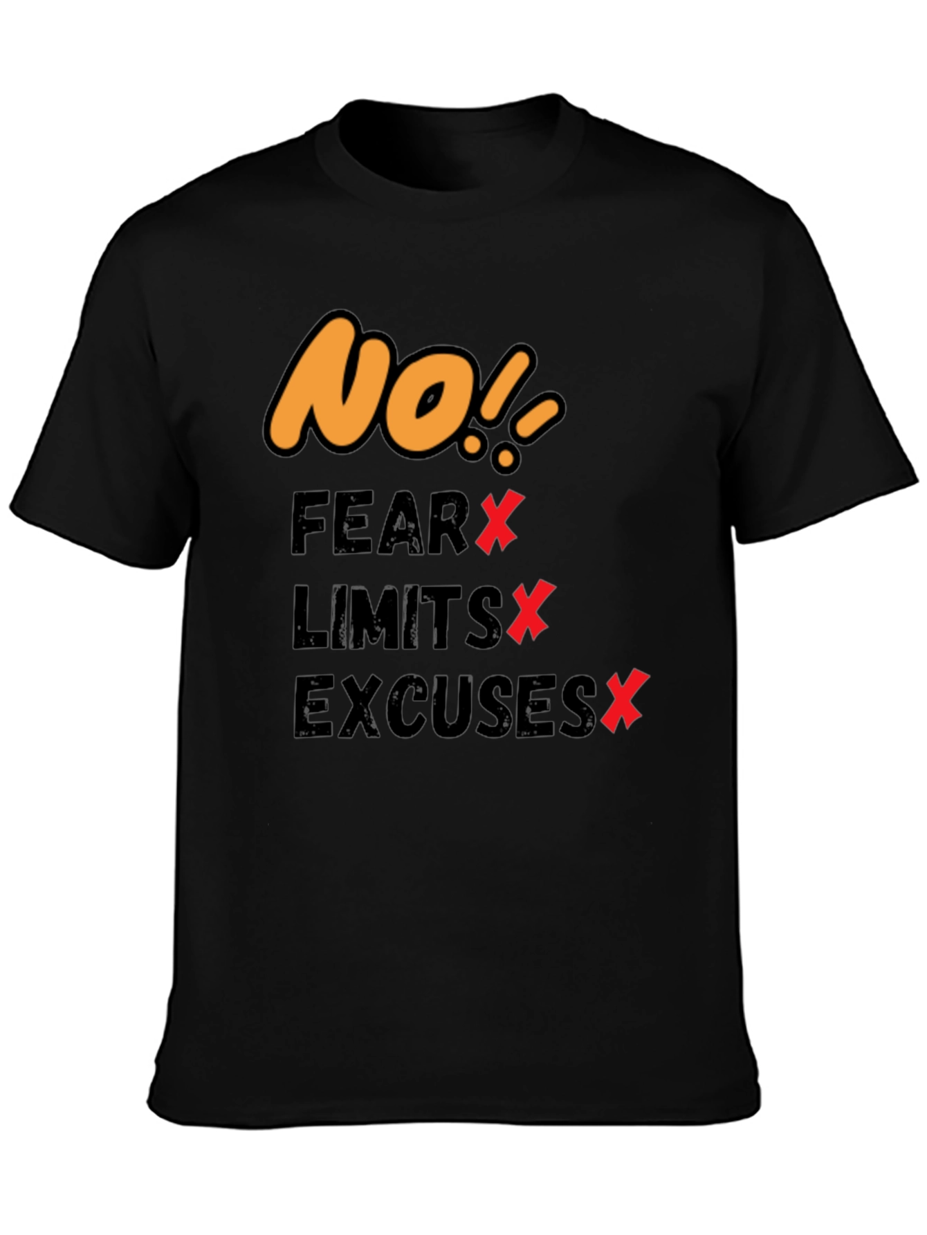 Black Motivational T-Shirt - No Fear, Limits, Excuses! view 3