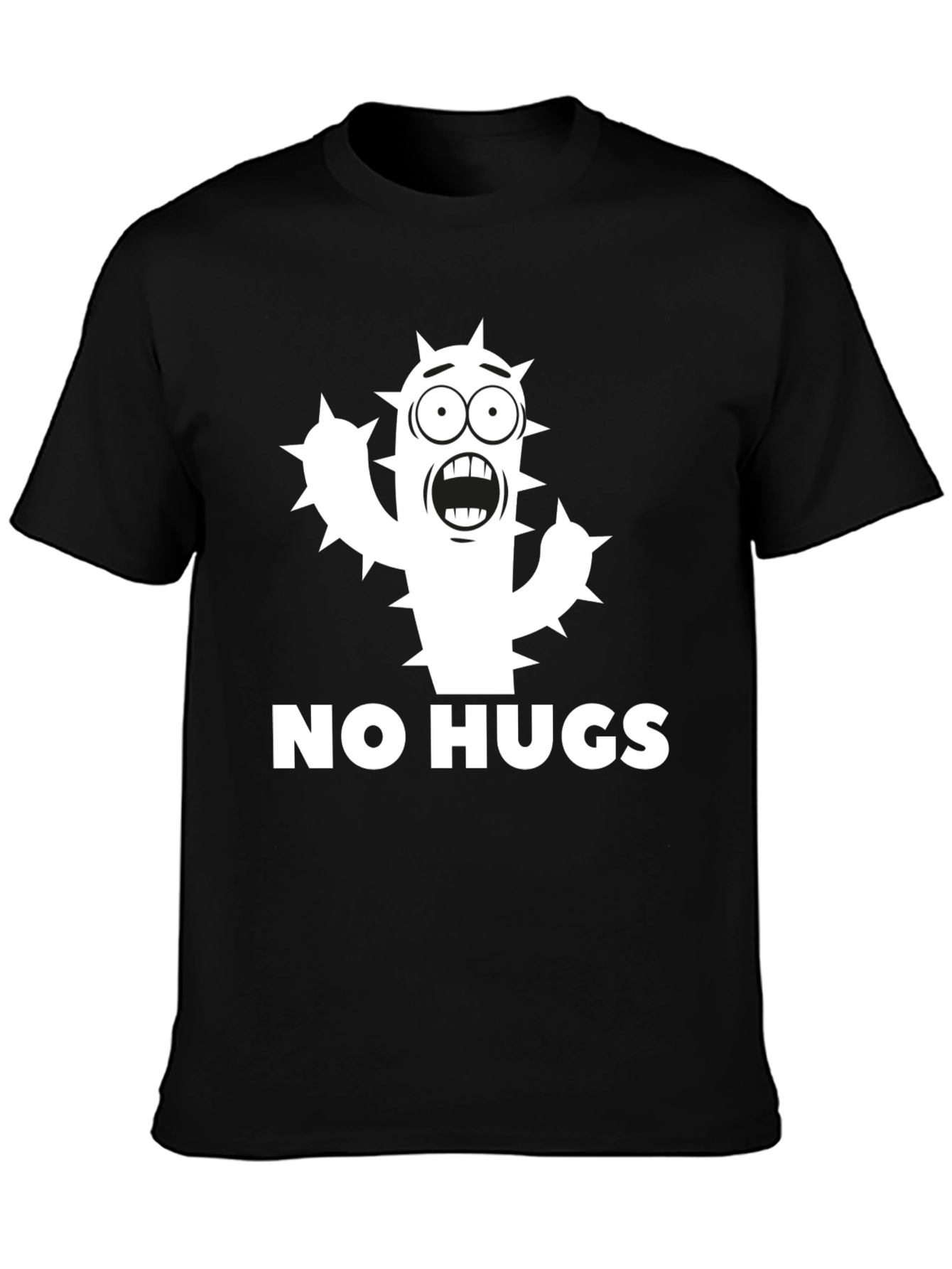 Black No Hugs Cactus Graphic Tee - Funny Unisex Shirt view 3