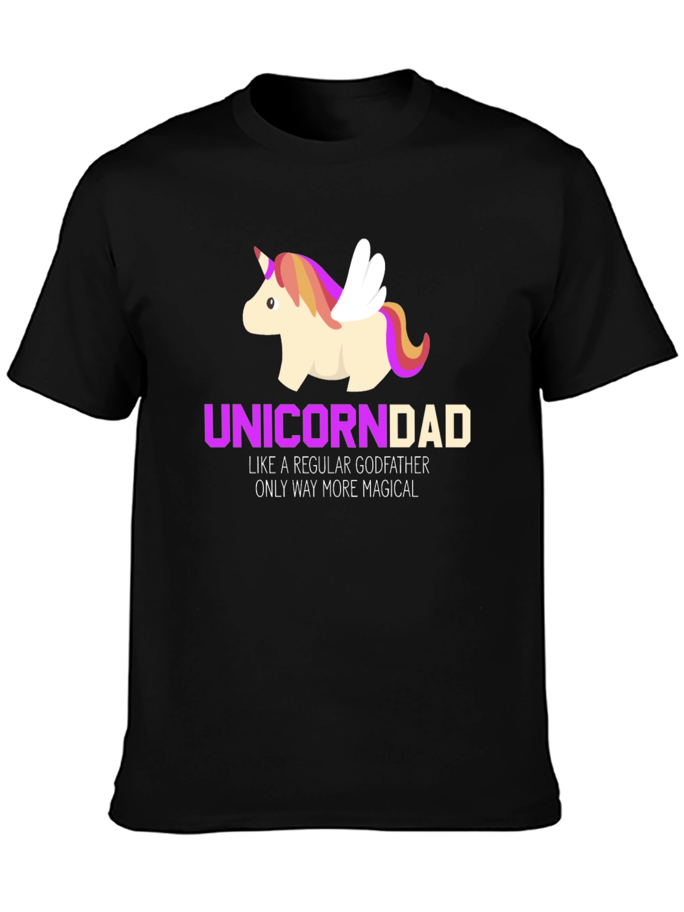 Black Unicorn Dad Magical Godfather T-Shirt view 3