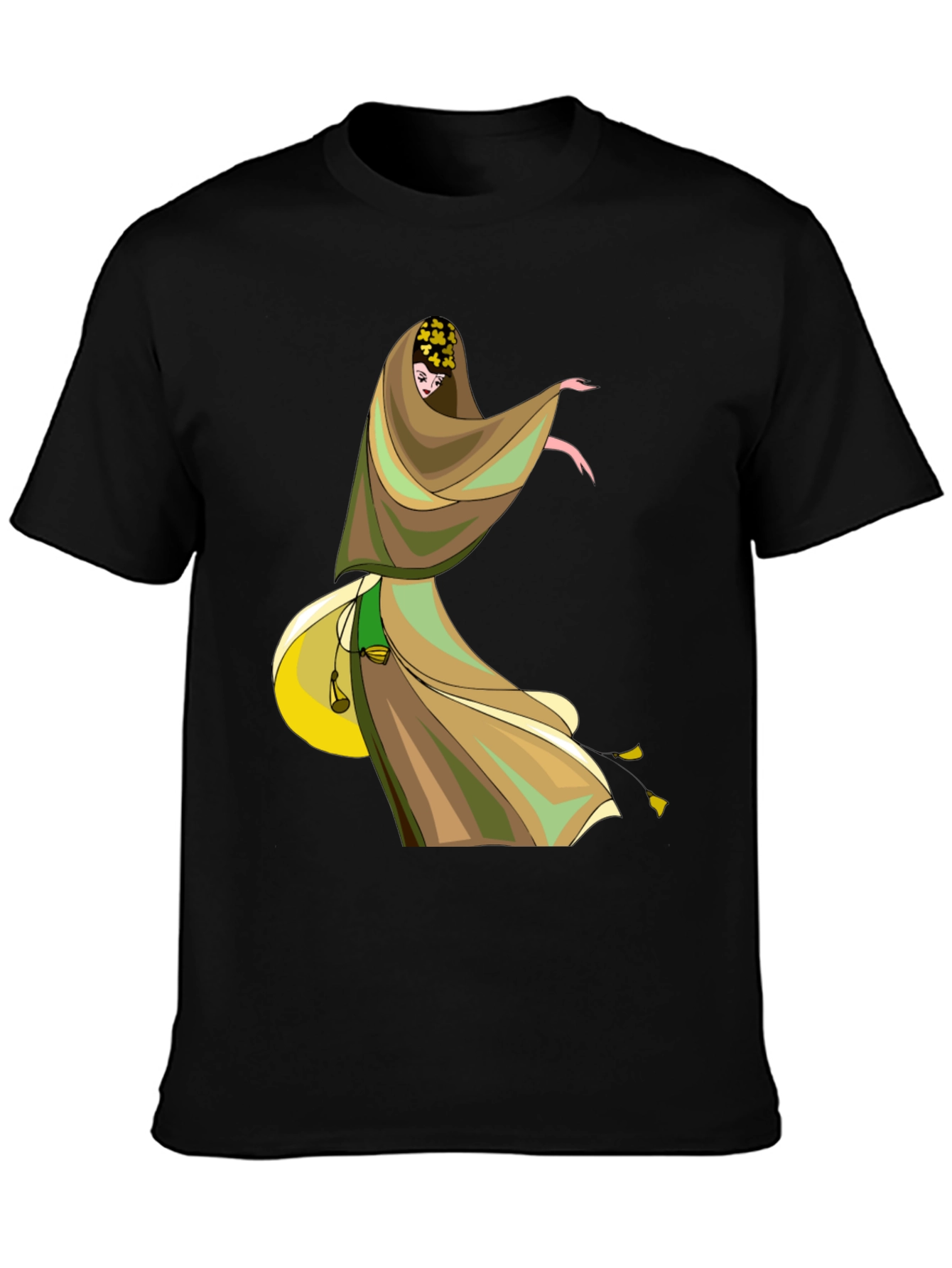 Black Mystic Dancer Graphic Tee - Black Cotton Blend view 3