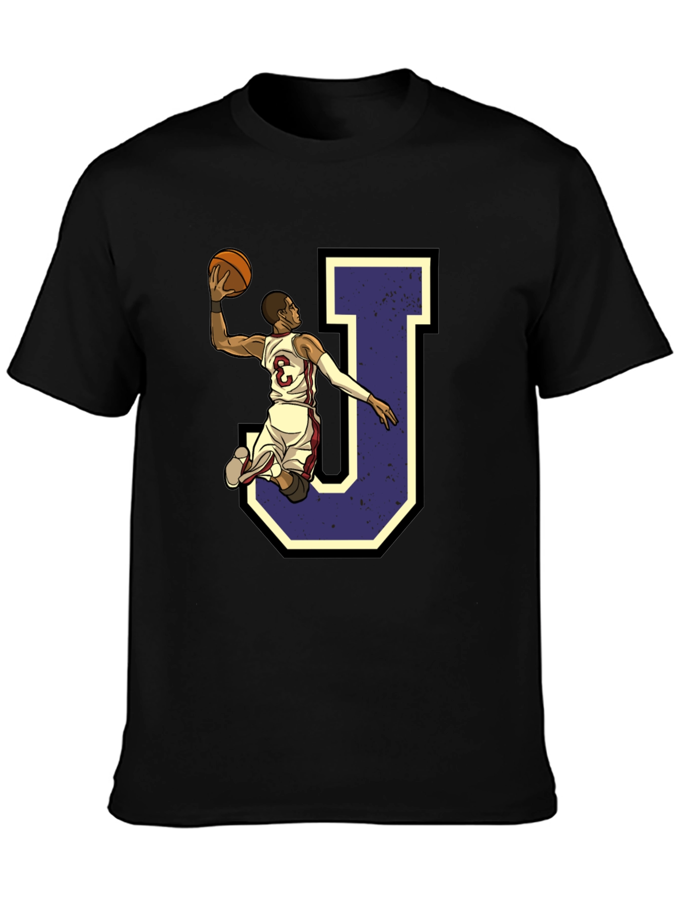 Black Basketball Player 'J' Graphic Tee view 3
