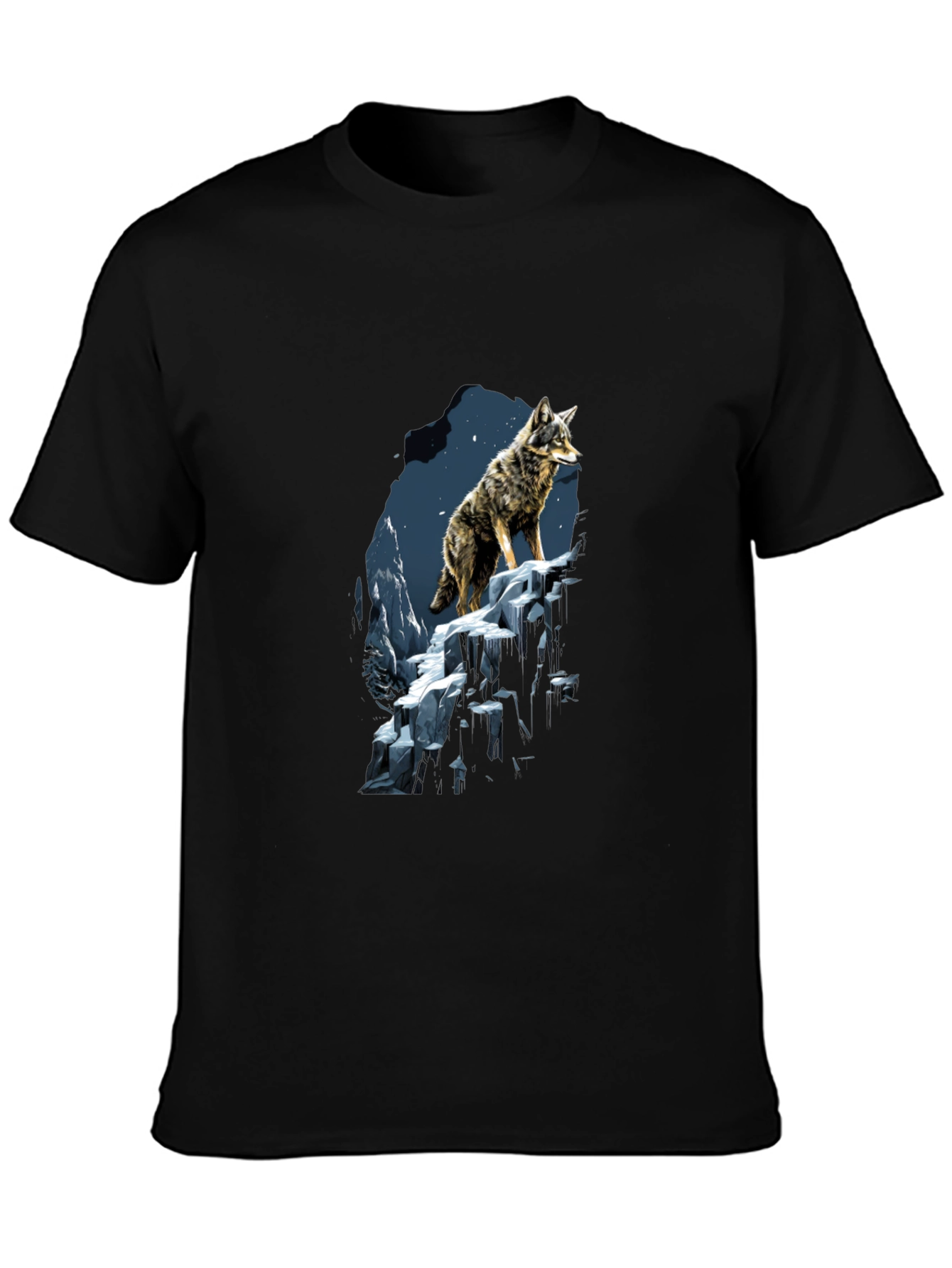Black Wolf Graphic Tee - Black Cotton Blend view 3