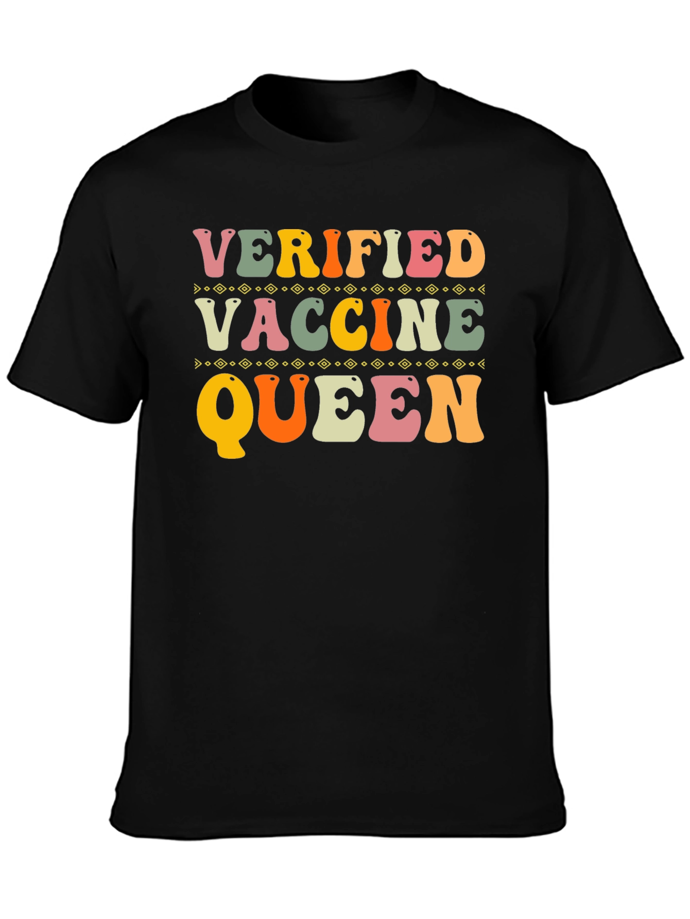 Black Verified Vaccine Queen T-Shirt view 3