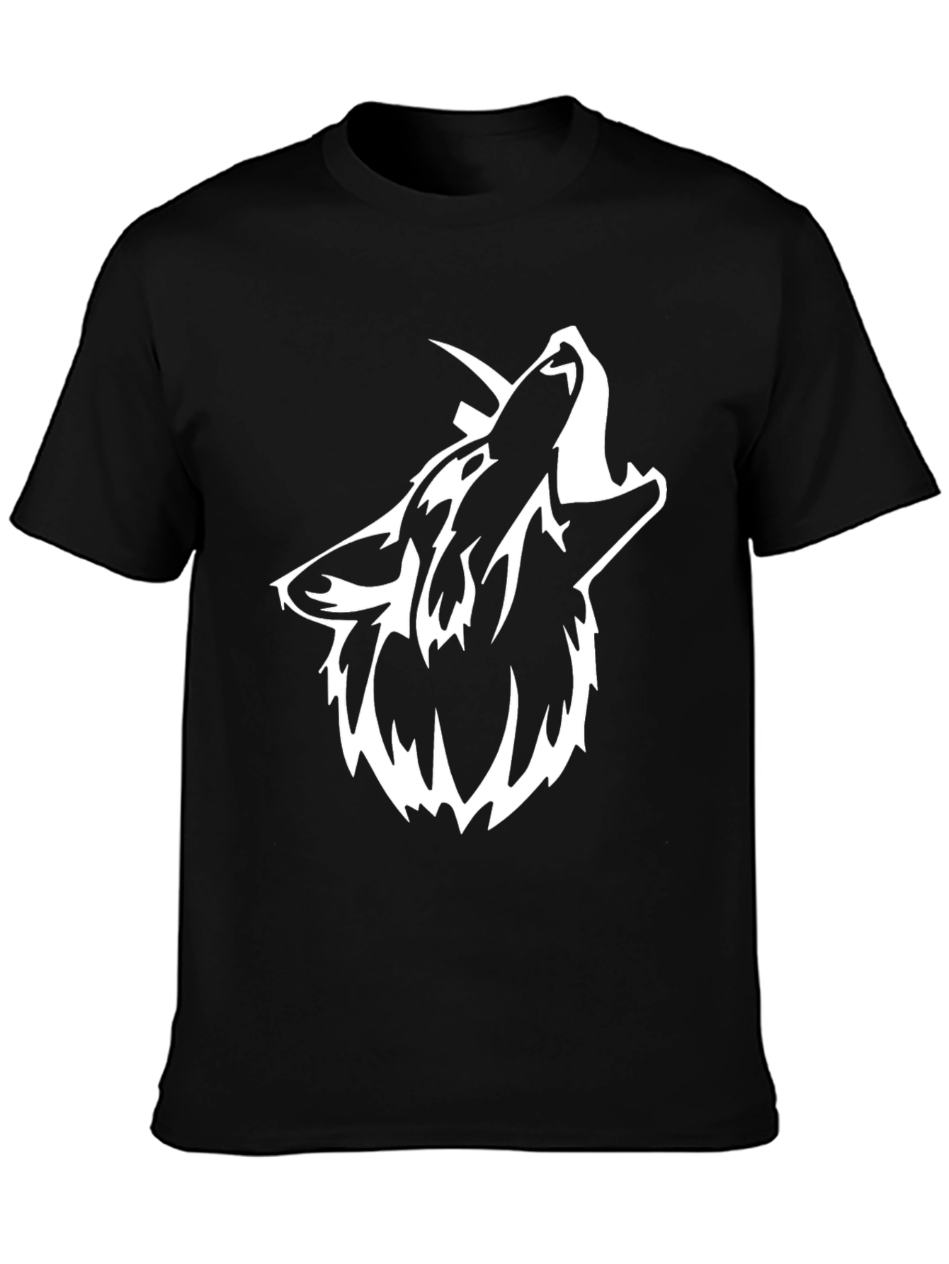 Black Men's Black Wolf Graphic Tee view 3