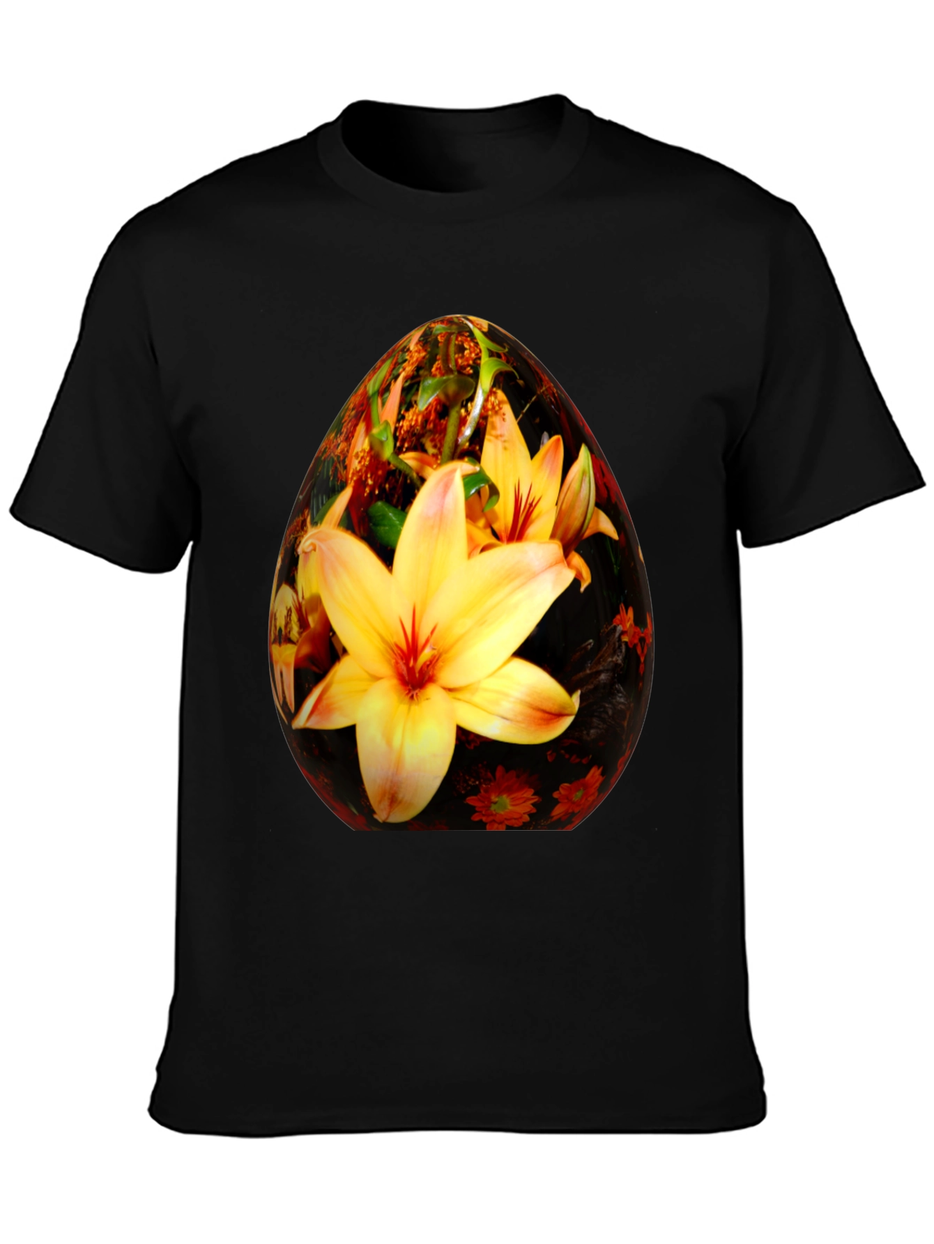 Black Floral Easter Egg Graphic Tee view 3
