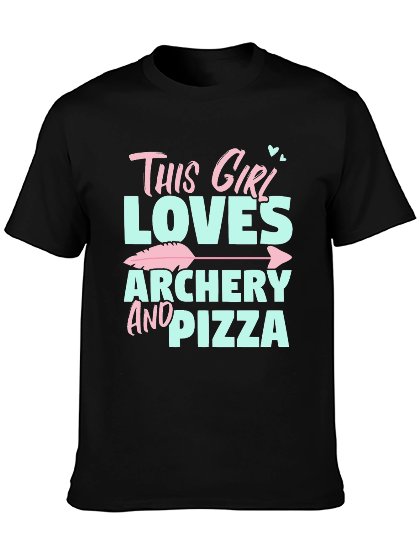 Black Archery & Pizza Lover Graphic T-Shirt view 3
