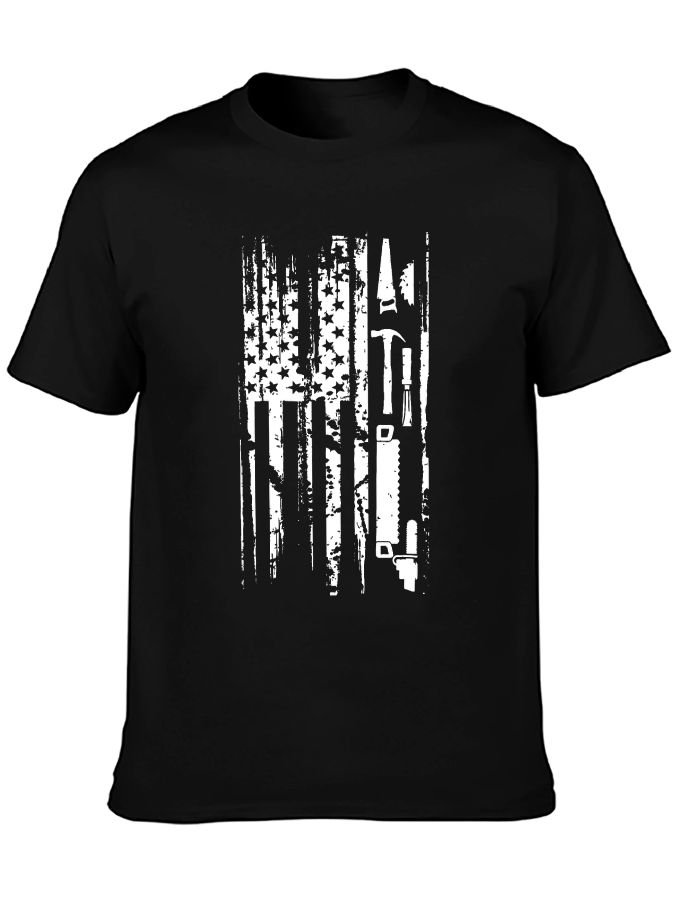 Black American Carpenter Flag T-Shirt view 3