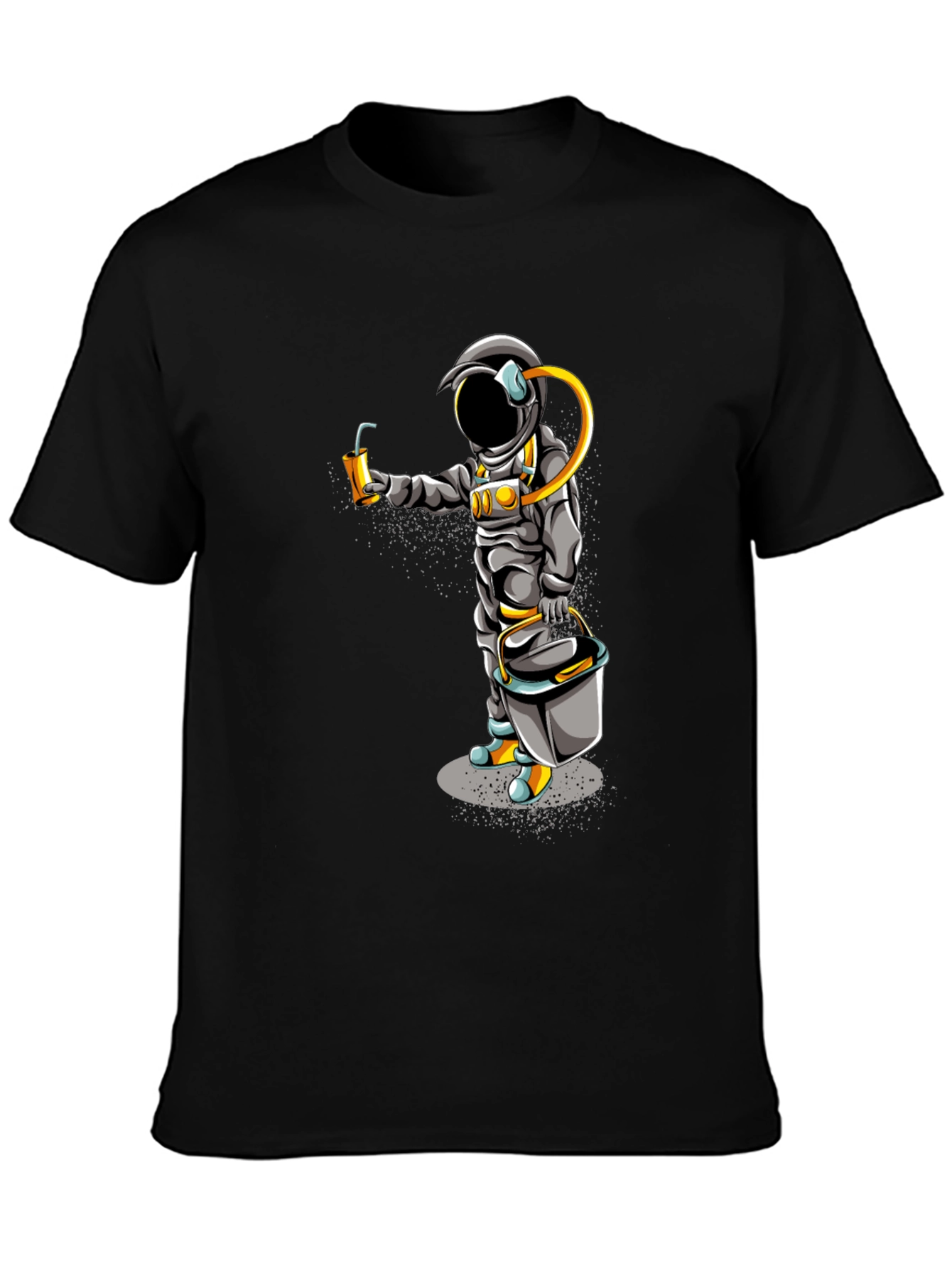 Black Astronaut Graphic T-Shirt - Black Crew Neck Tee view 3