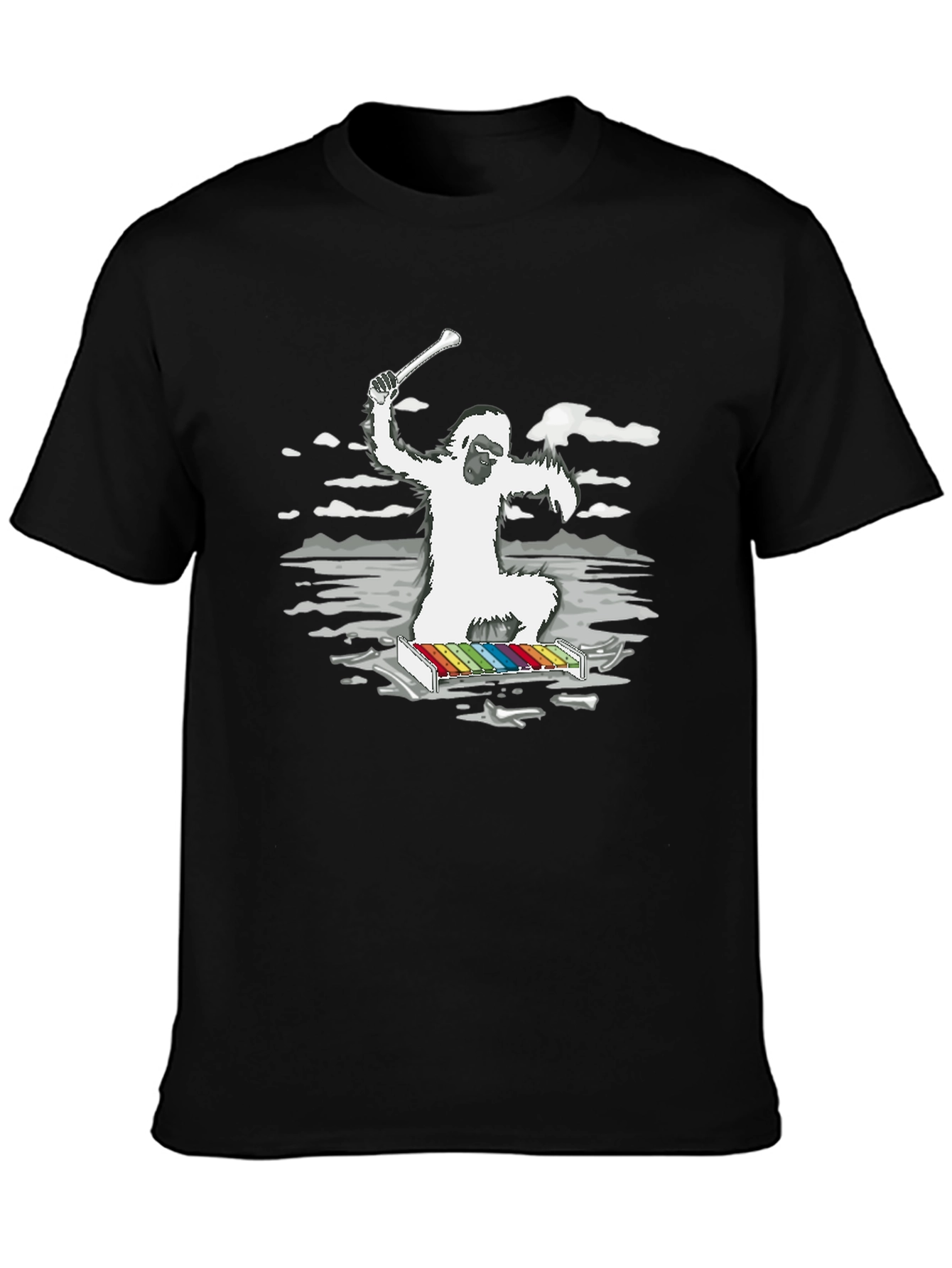Black Yeti Xylophone Musician T-Shirt view 3