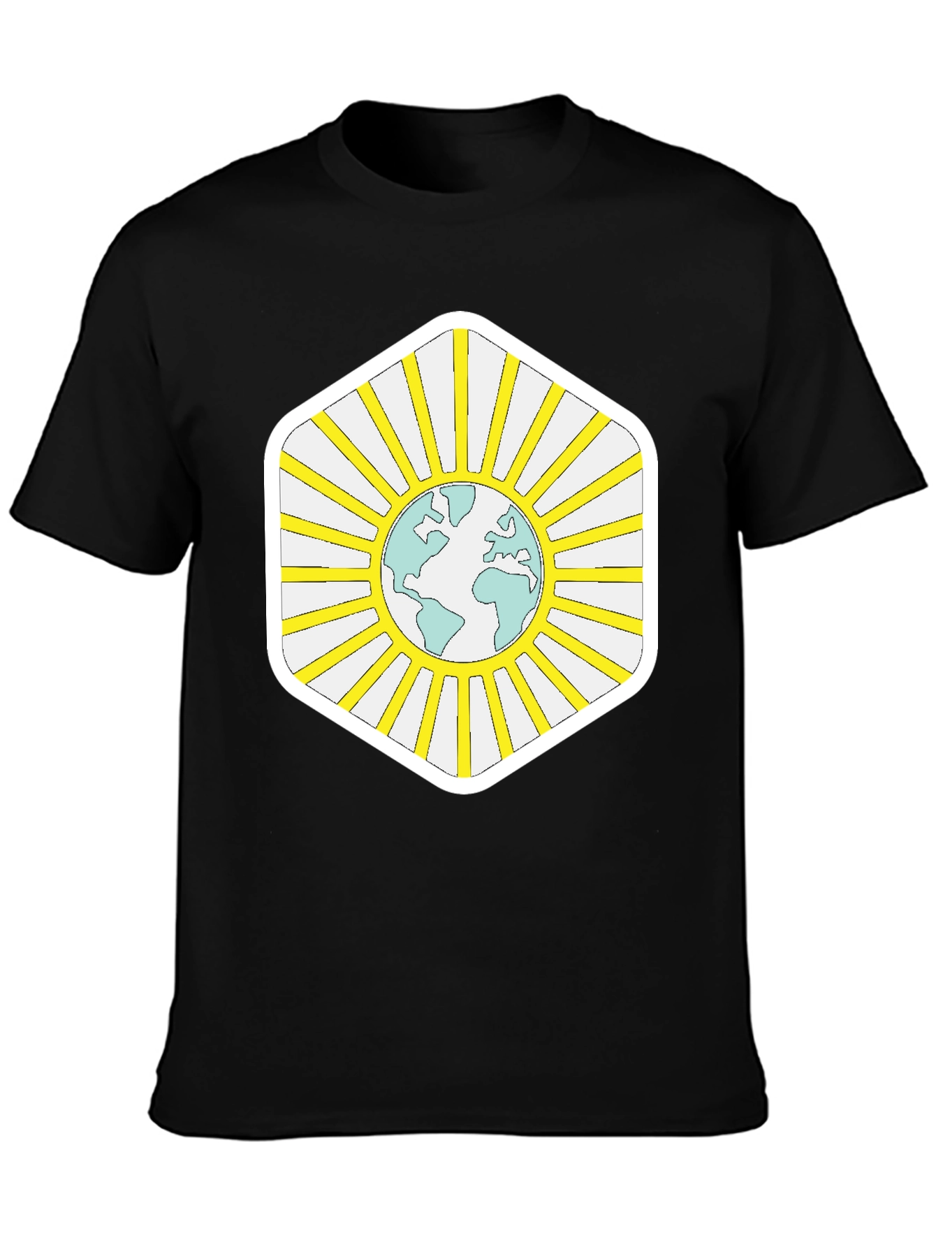 Black Global Harmony Tee - Earth Sun Graphic Black T-Shirt view 3