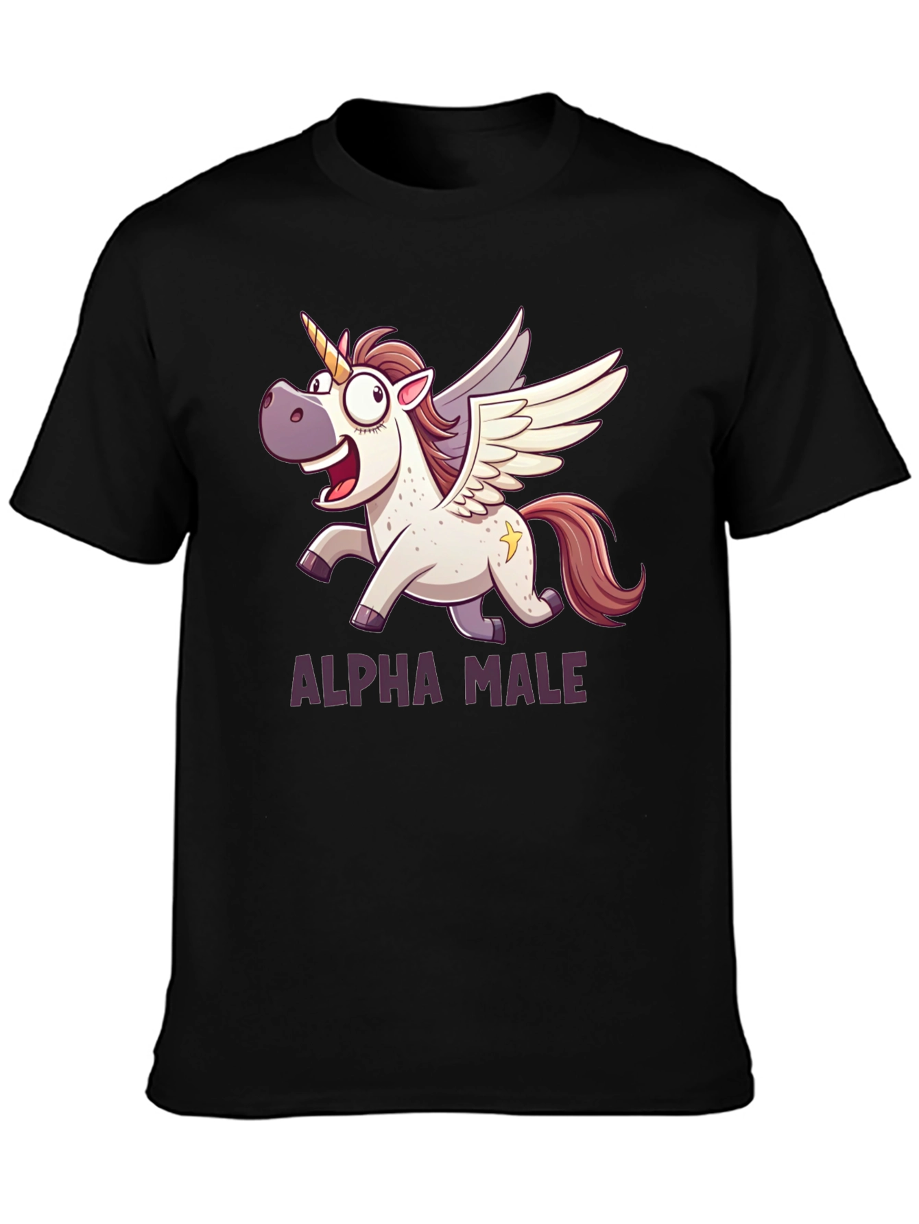 Black Alpha Male Unicorn T-Shirt - Black Graphic Tee view 3