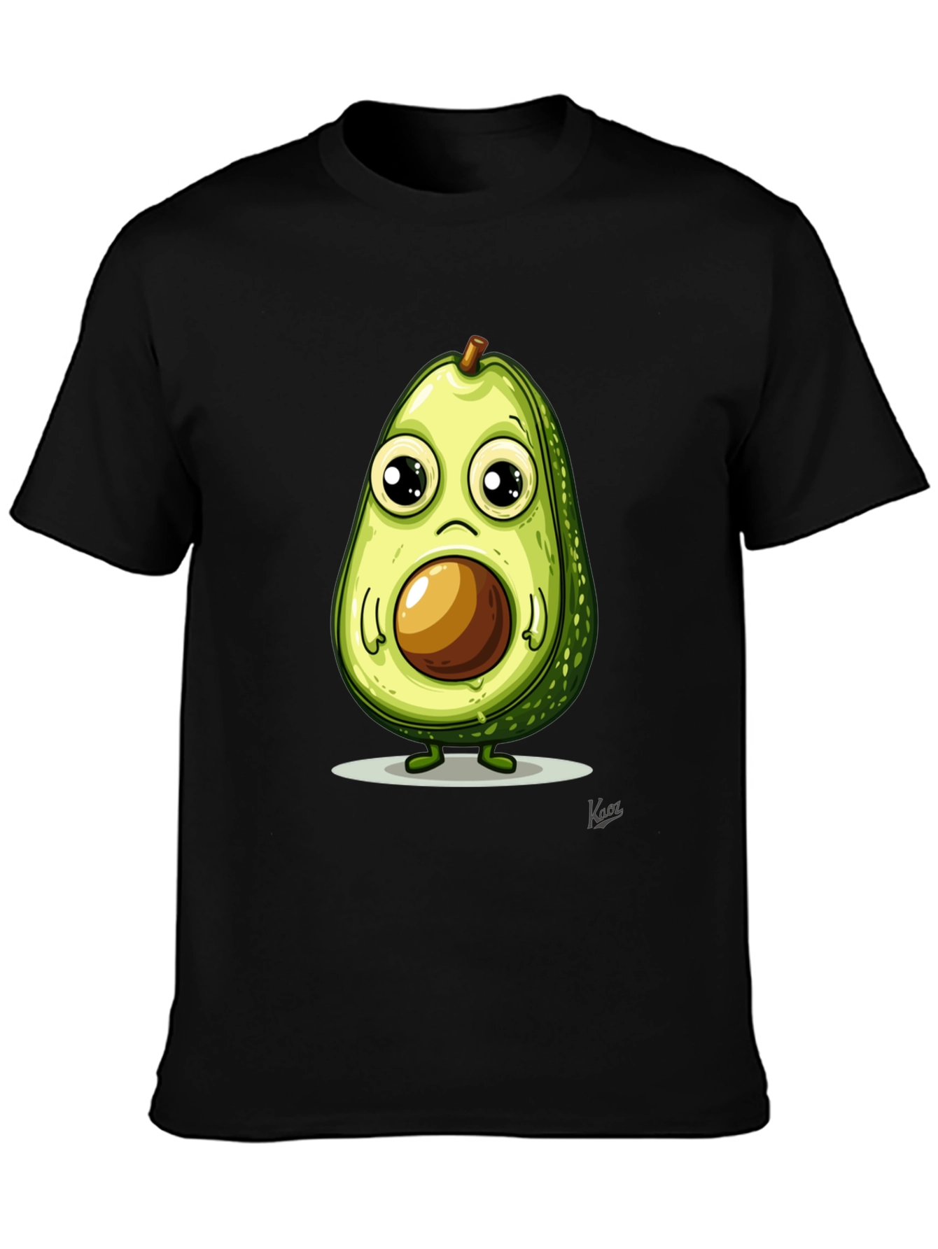 Black Cute Avocado T-Shirt - Unique Graphic Tee view 3