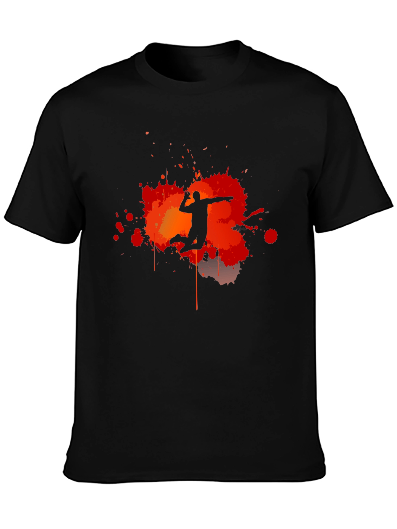 Black Volleyball Player Silhouette Graphic T-Shirt view 3