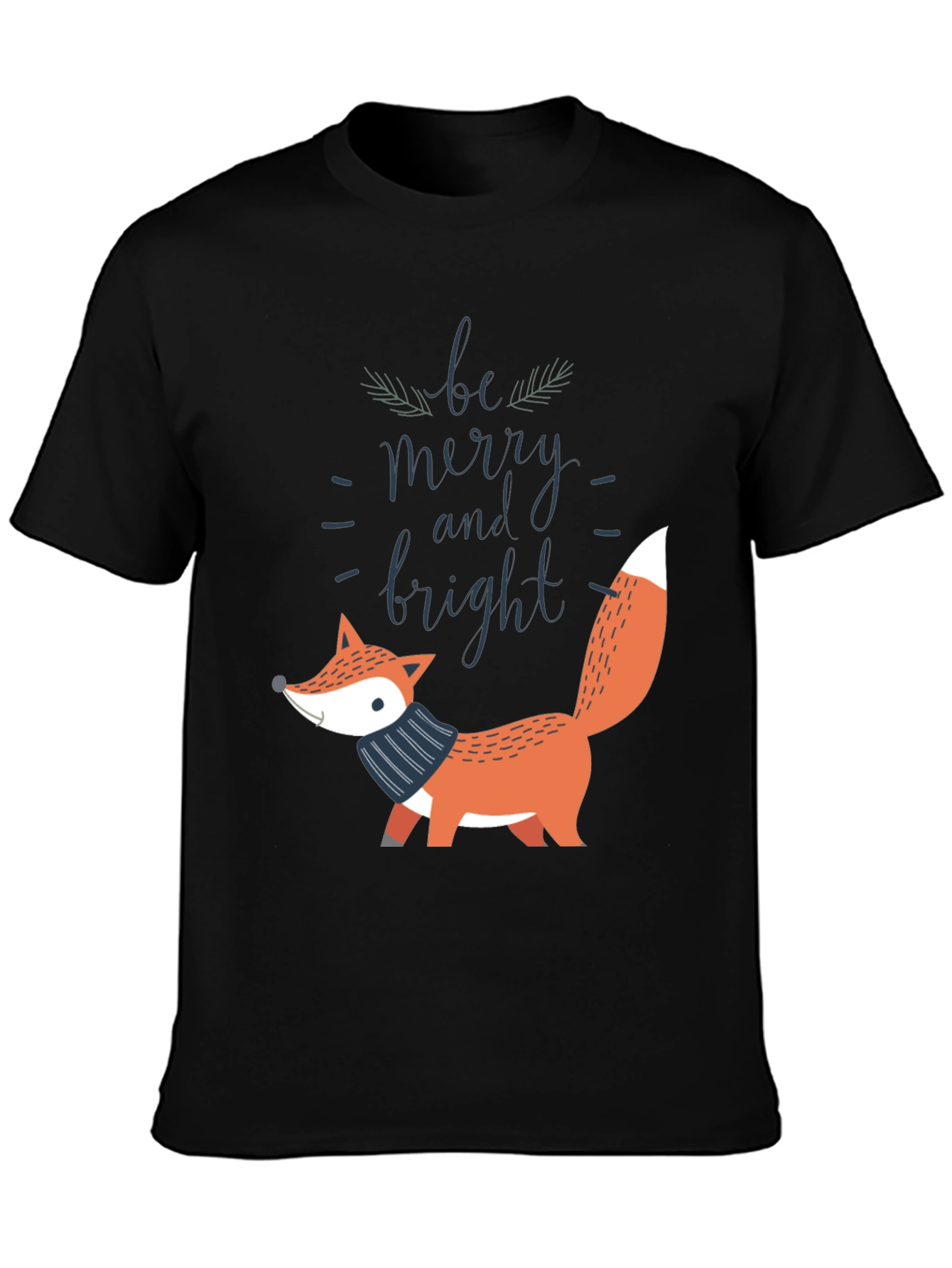 Black Be Merry and Bright Fox Graphic Tee view 3