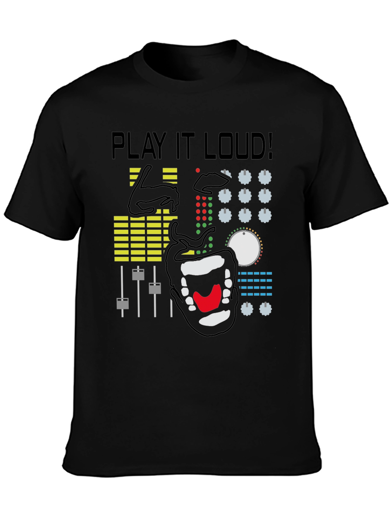 Black Play It Loud Graphic Tee - DJ Mixer Shirt view 3