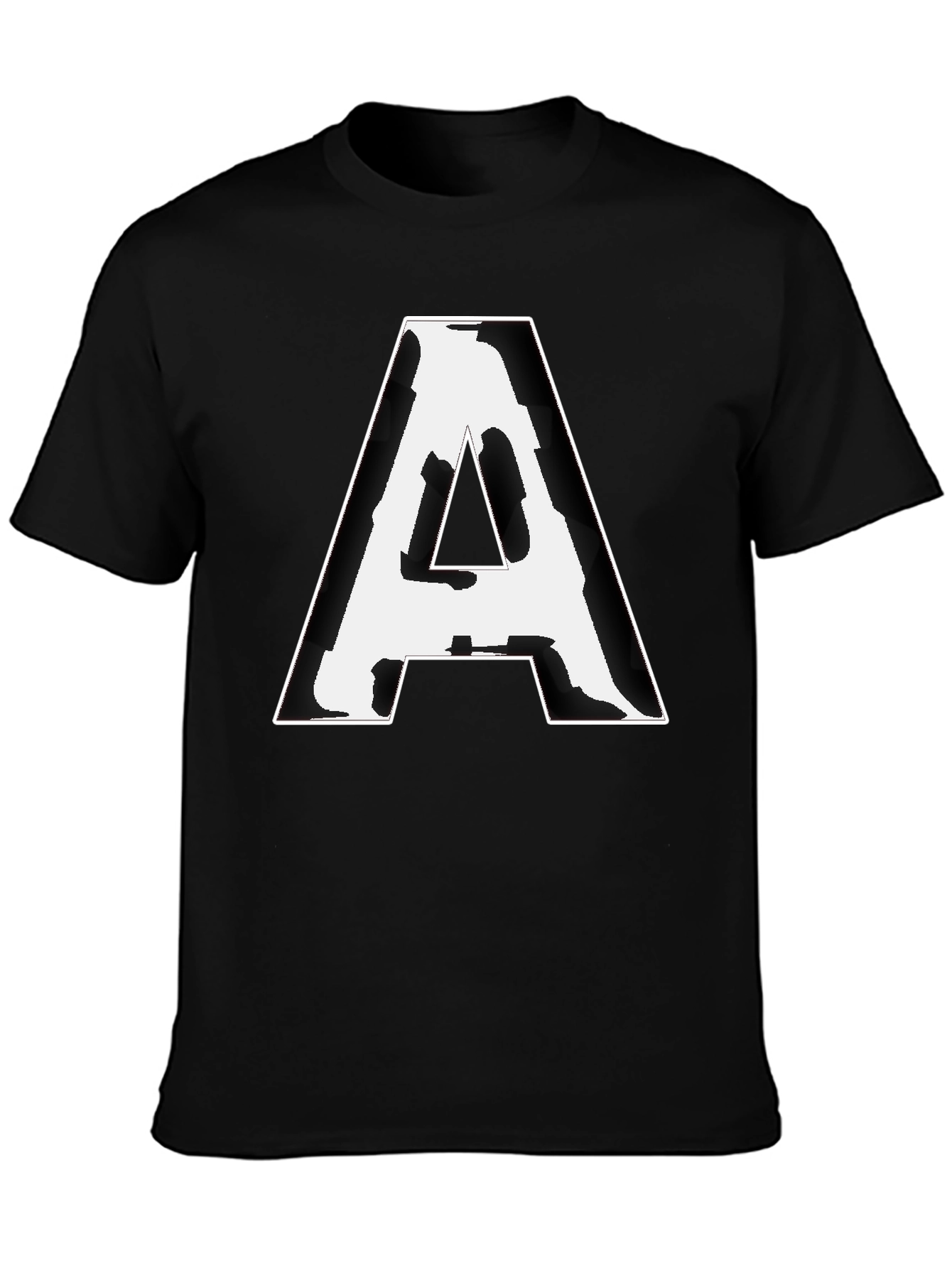 Black Bold 'A' Graphic Tee - Black Cotton Blend view 3