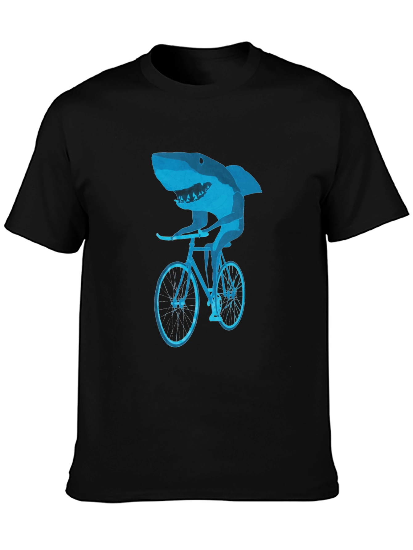 Black Shark on Bike Graphic Tee - Black view 3
