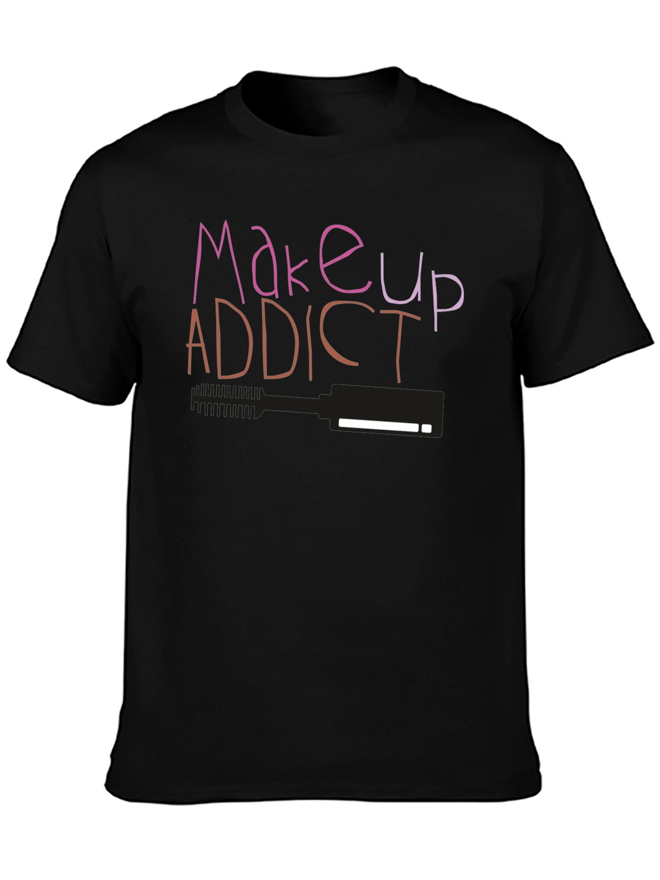 Black Makeup Addict Graphic T-Shirt view 3