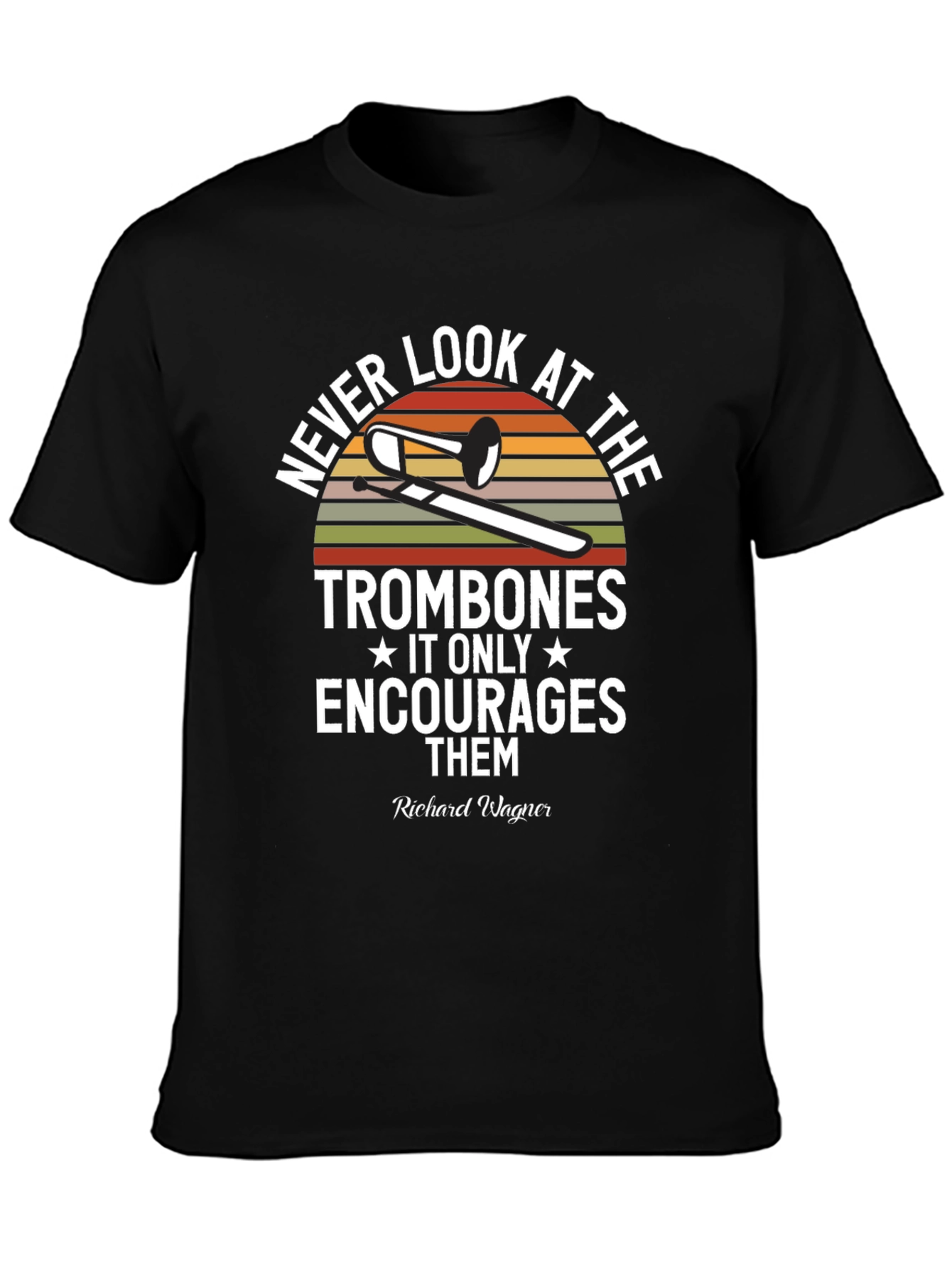 Black Never Look at the Trombones T-Shirt view 3