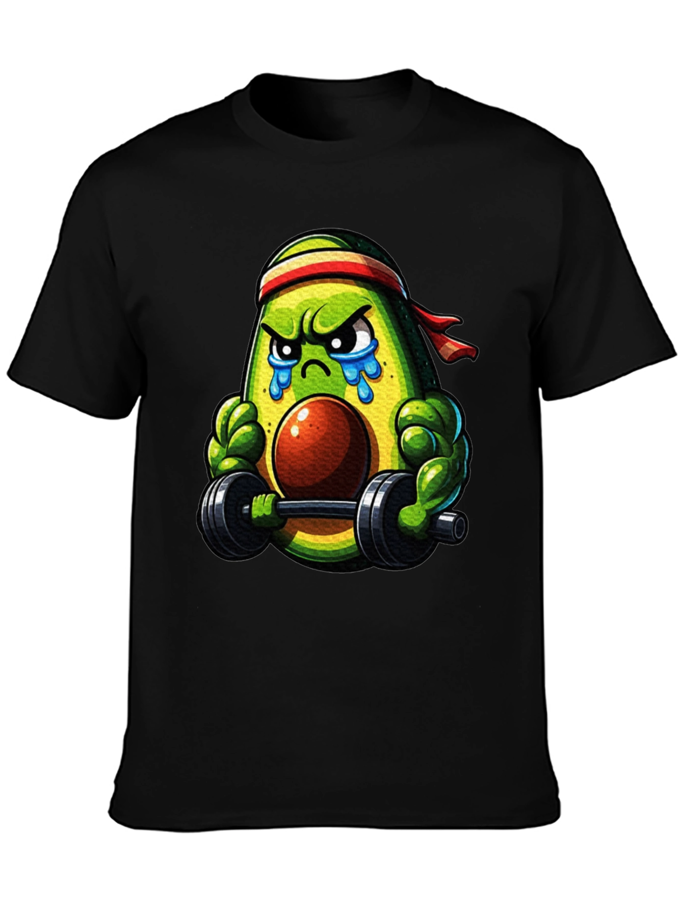 Black Funny Avocado Gym T-Shirt - Workout Apparel view 3