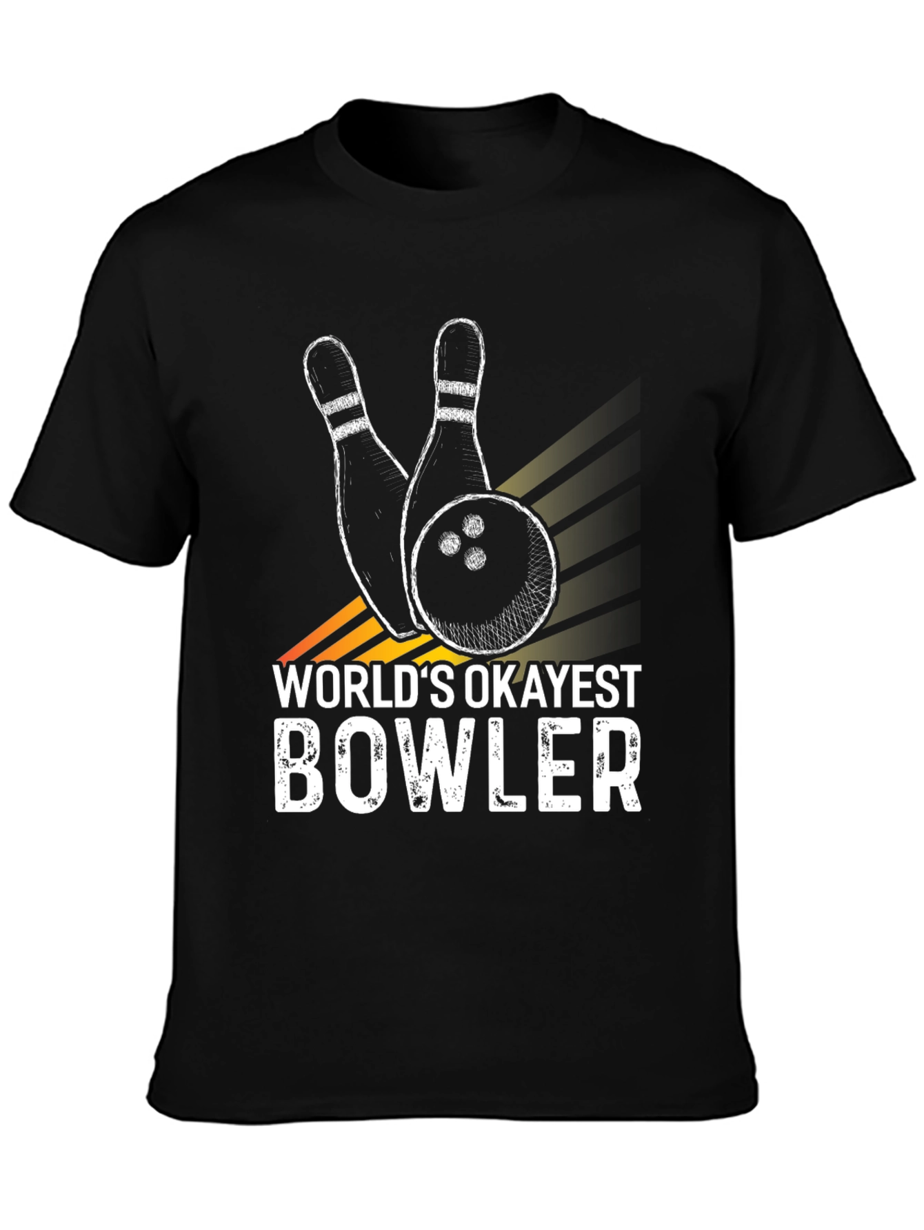 Black World's Okayest Bowler Graphic T-Shirt view 3