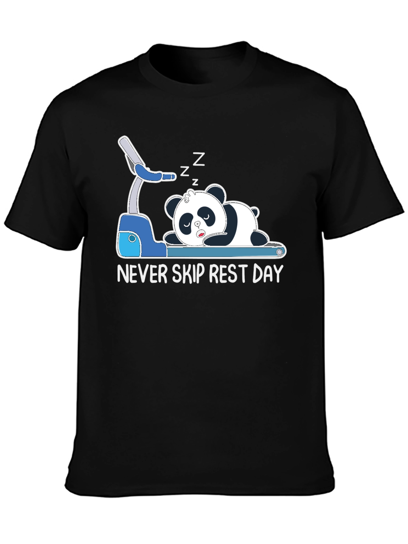 Black Never Skip Rest Day Panda Tee view 3