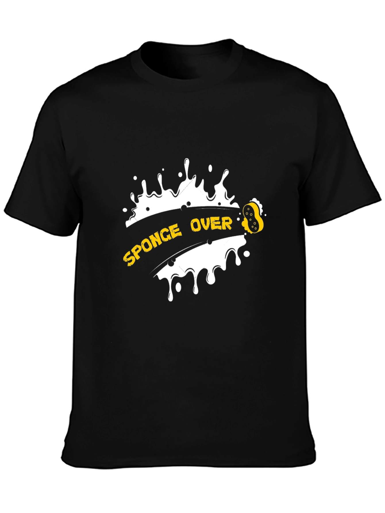 Black Sponge Over Novelty T-Shirt - Black Casual Tee view 3