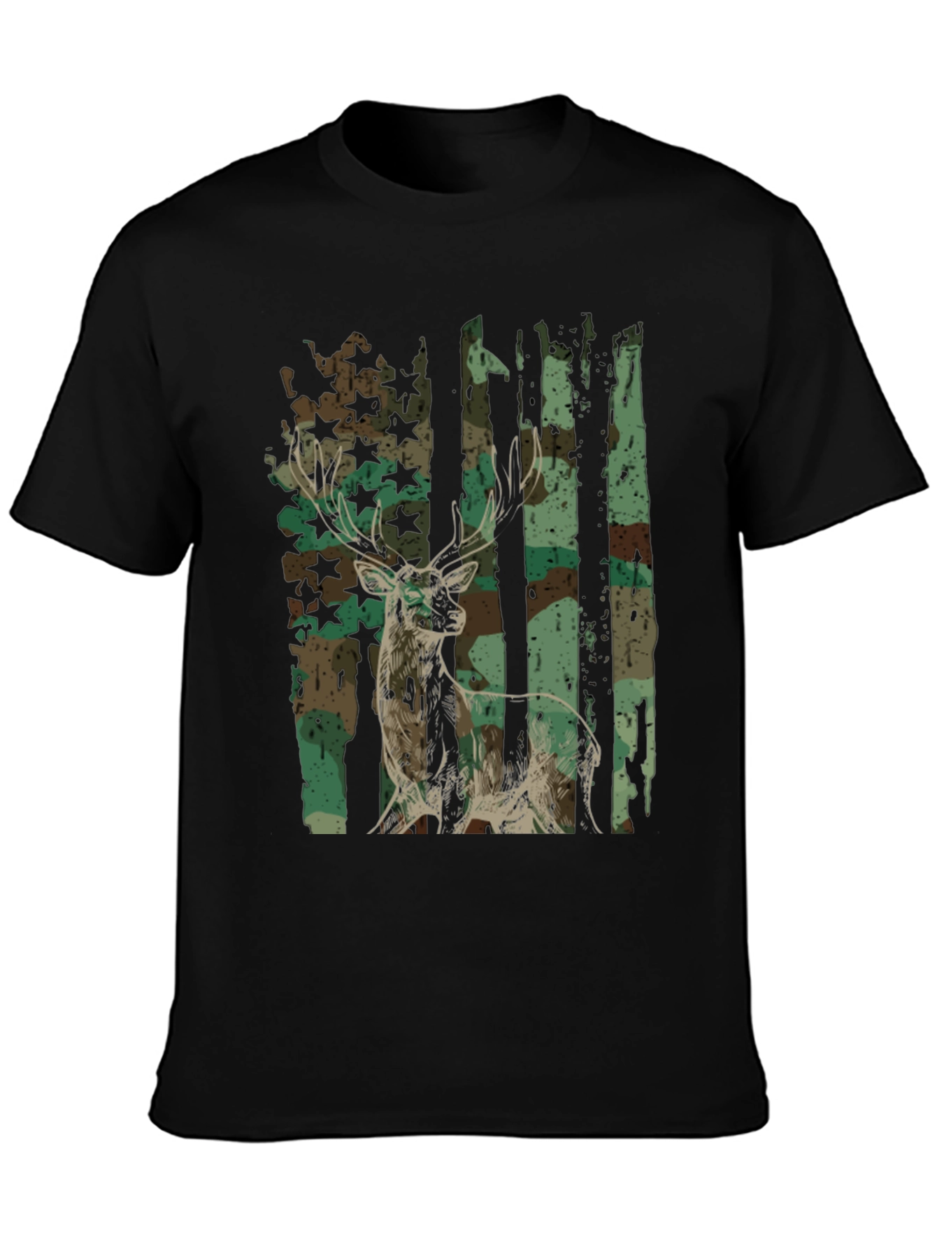 Black Camo Deer Graphic Tee - Men's Hunting Shirt view 3