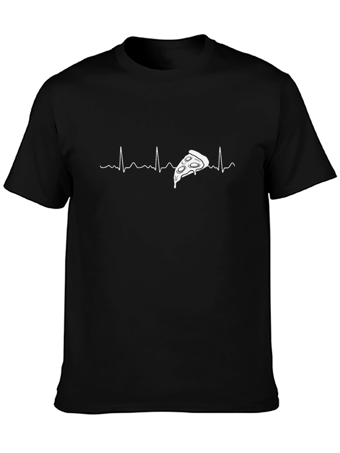Black Pizza Heartbeat Graphic Tee - Unisex Soft Cotton T-Shirt view 3