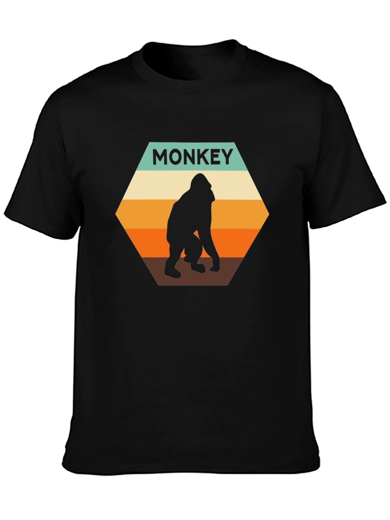 Black Retro Monkey T-Shirt - Vintage Ape Graphic Tee view 3