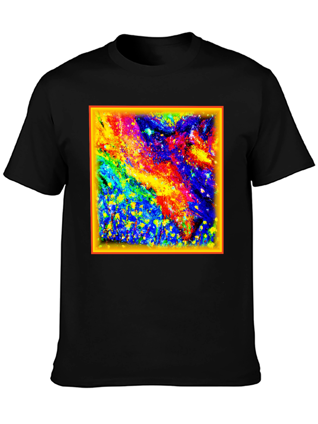Black Colorful Abstract Art Graphic Tee - Black view 3