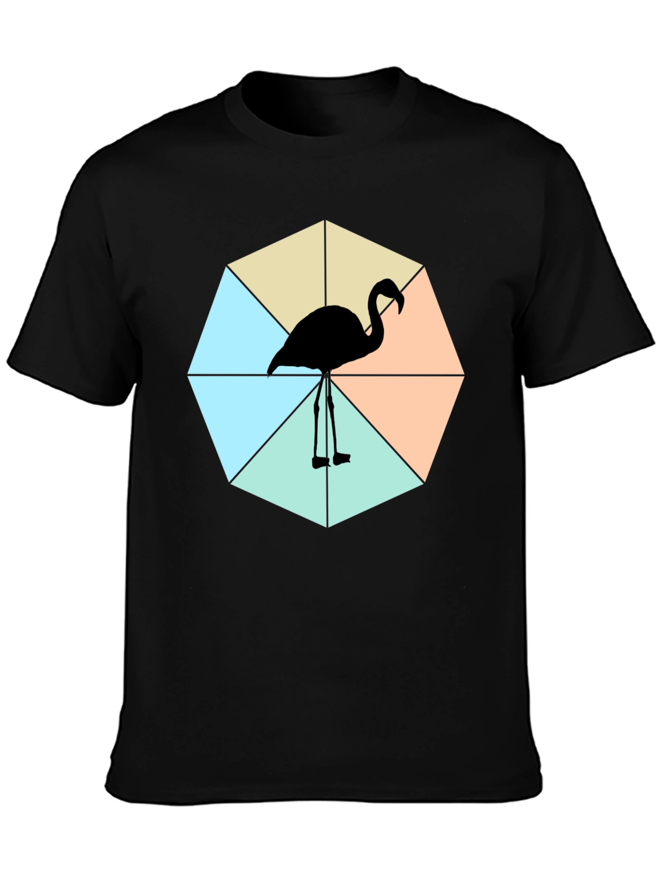 Black Trendy Flamingo Graphic Tee - Casual Black Shirt view 3