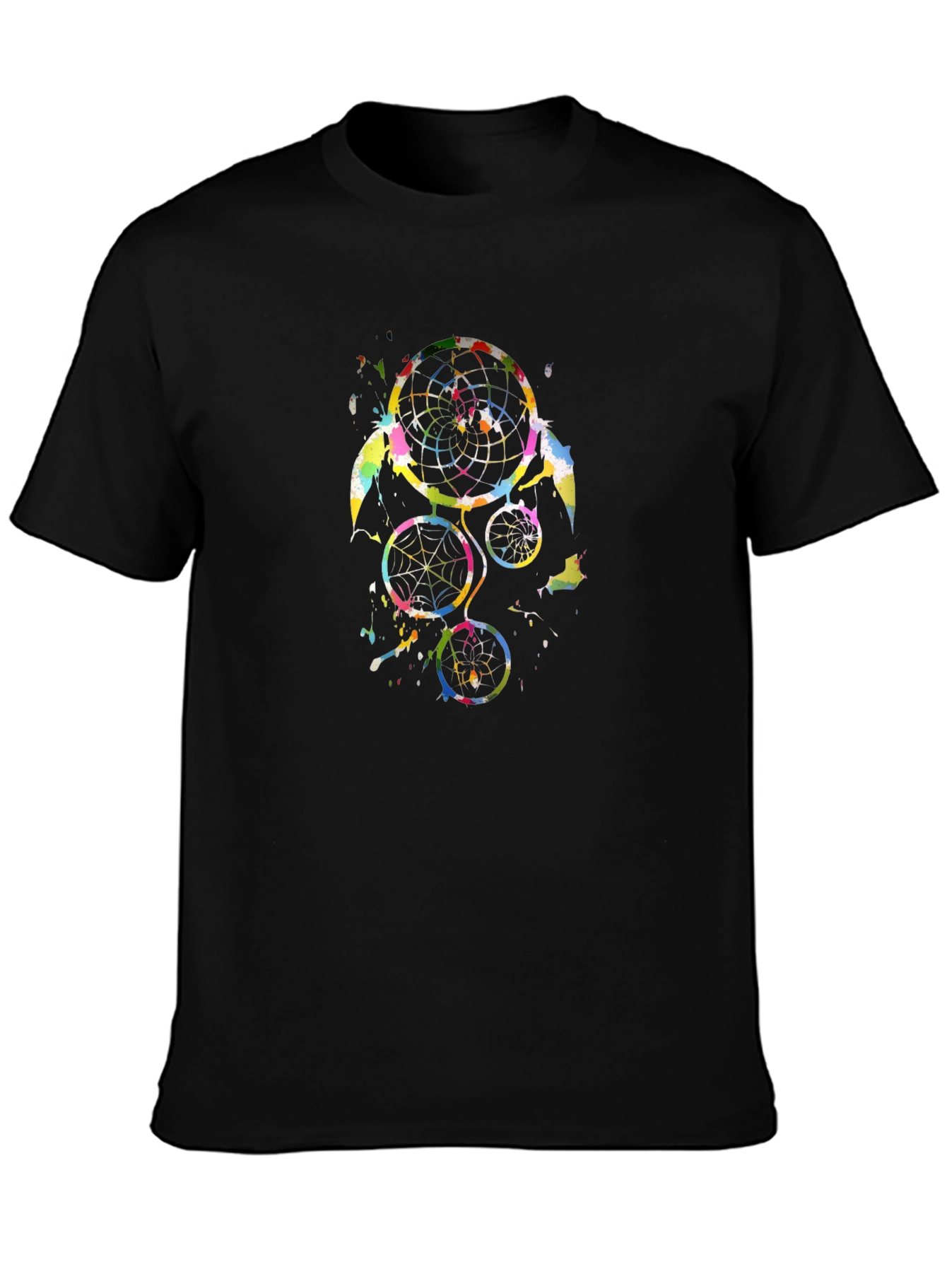 Black Colorful Dreamcatcher Graphic Black T-Shirt view 3